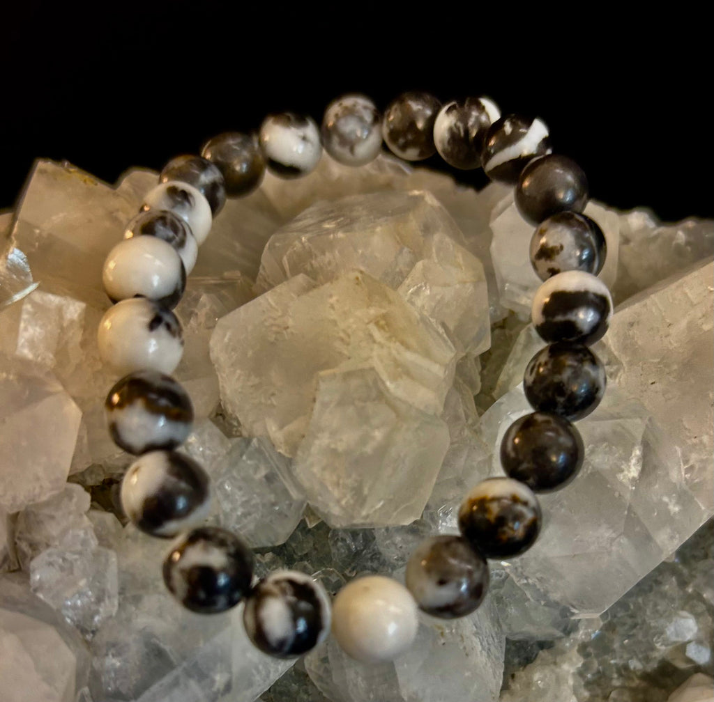 Zebra Stone Bracelet 8mm Beaded Stretch Stackable Accessory