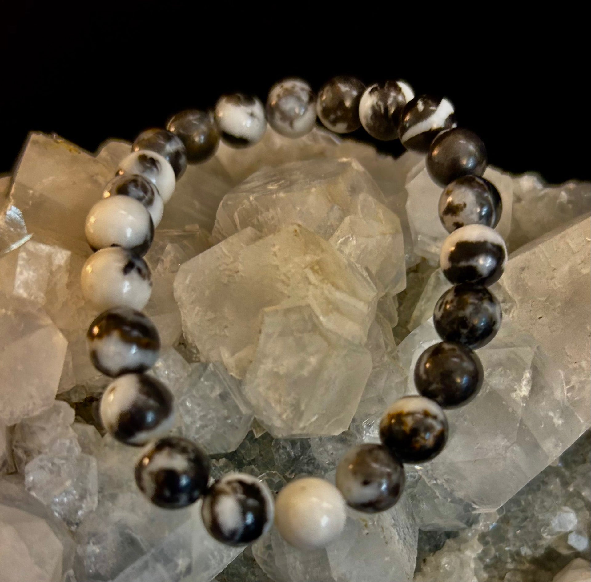 Zebra Stone Bracelet 8mm Beaded Stretch Stackable Accessory