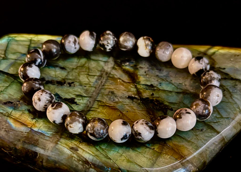 Zebra Stone Bracelet 8mm Beaded Stretch Stackable Accessory
