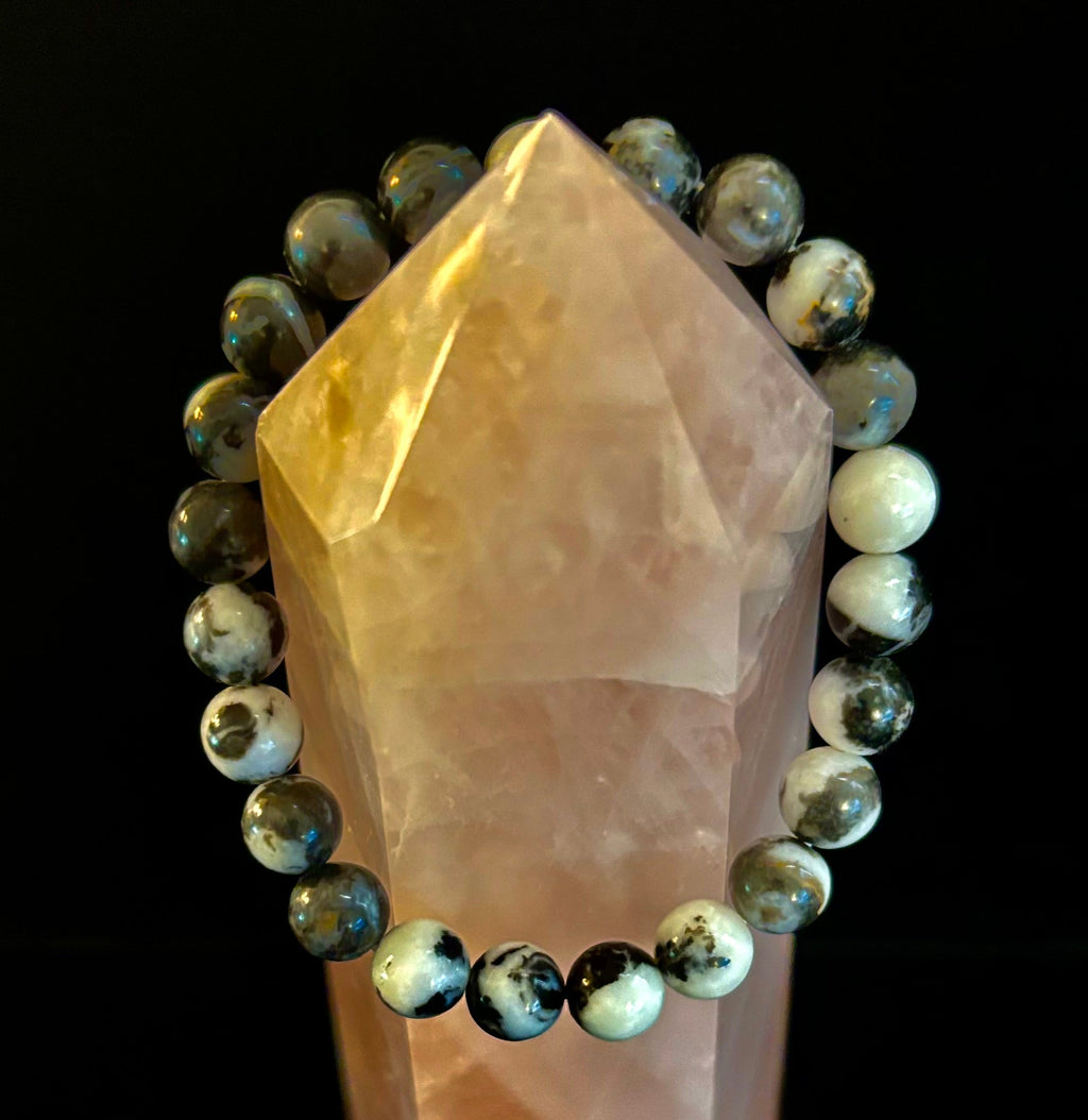 Zebra Stone Bracelet 8mm Beaded Stretch Stackable Accessory