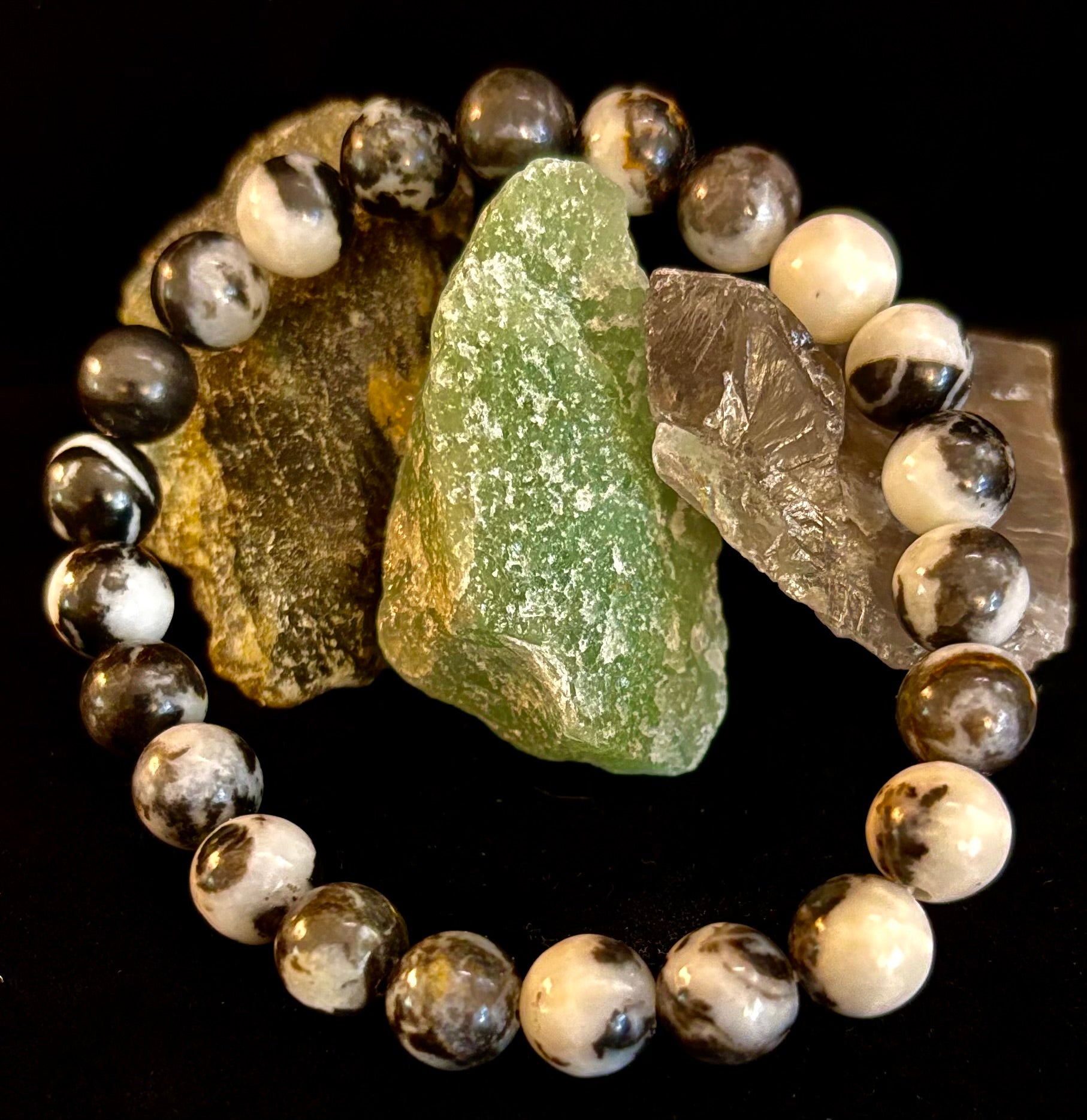 Zebra Stone Bracelet 8mm Beaded Stretch Stackable Accessory
