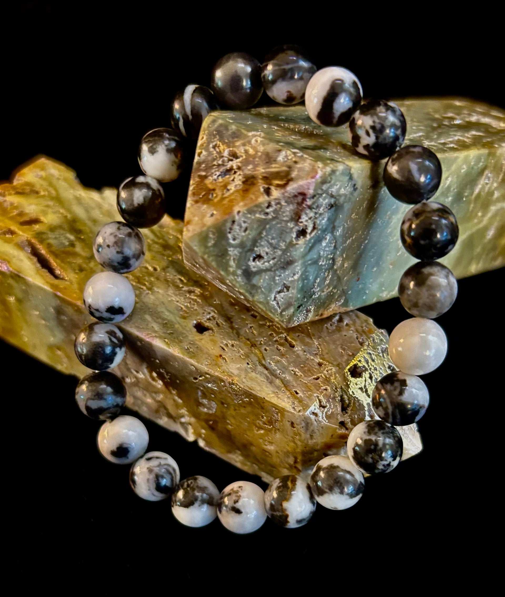 Zebra Stone Bracelet 8mm Beaded Stretch Stackable Accessory