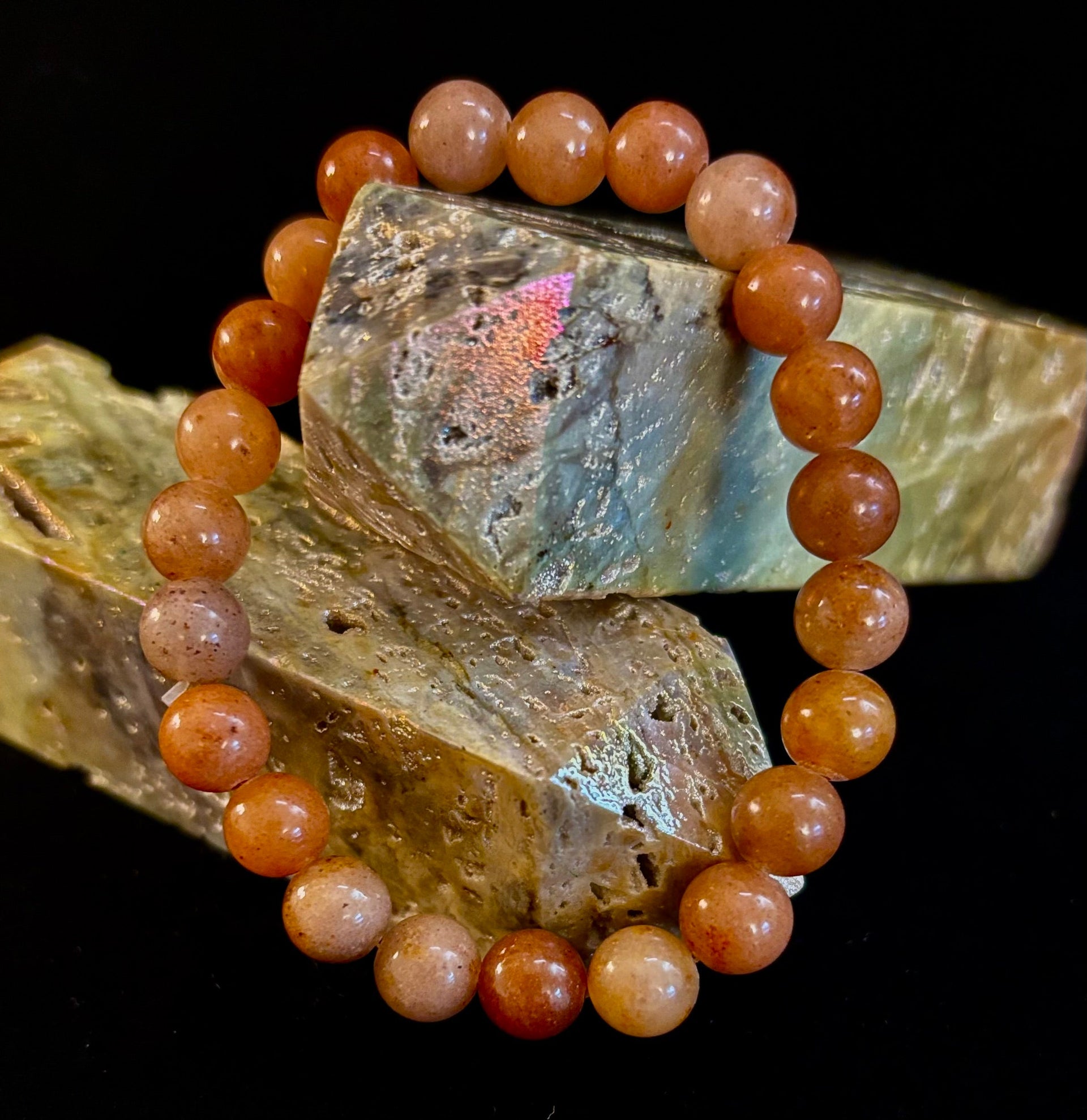Dark Strawberry Quartz Bracelet – 8mm Beads, Medium Wrists