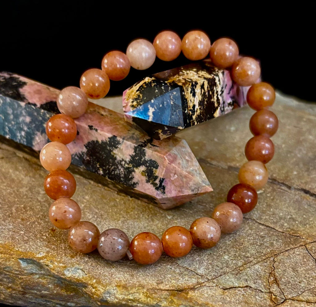 Dark Strawberry Quartz Bracelet – 8mm Beads, Medium Wrists