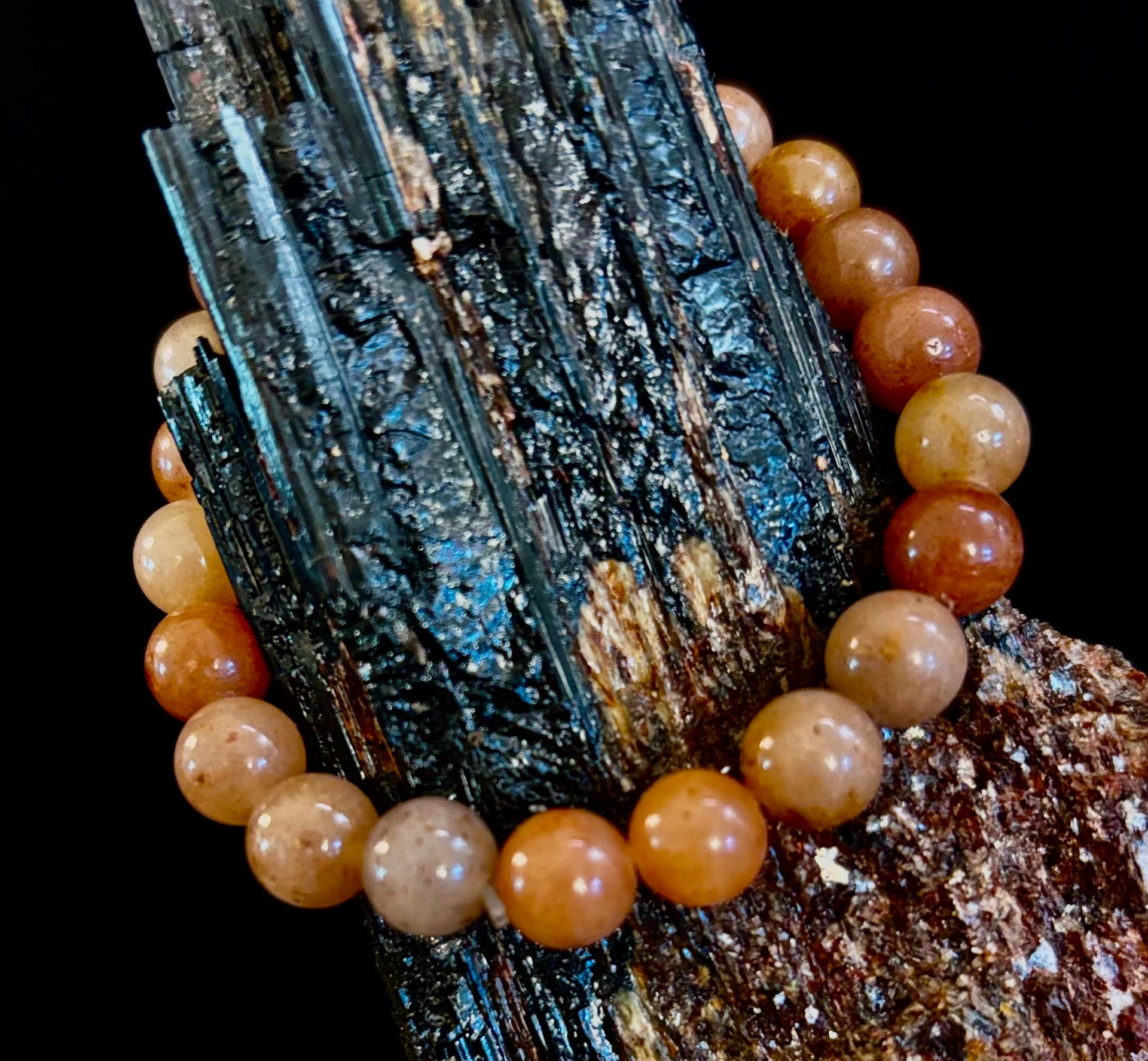 Dark Strawberry Quartz Bracelet – 8mm Beads, Medium Wrists