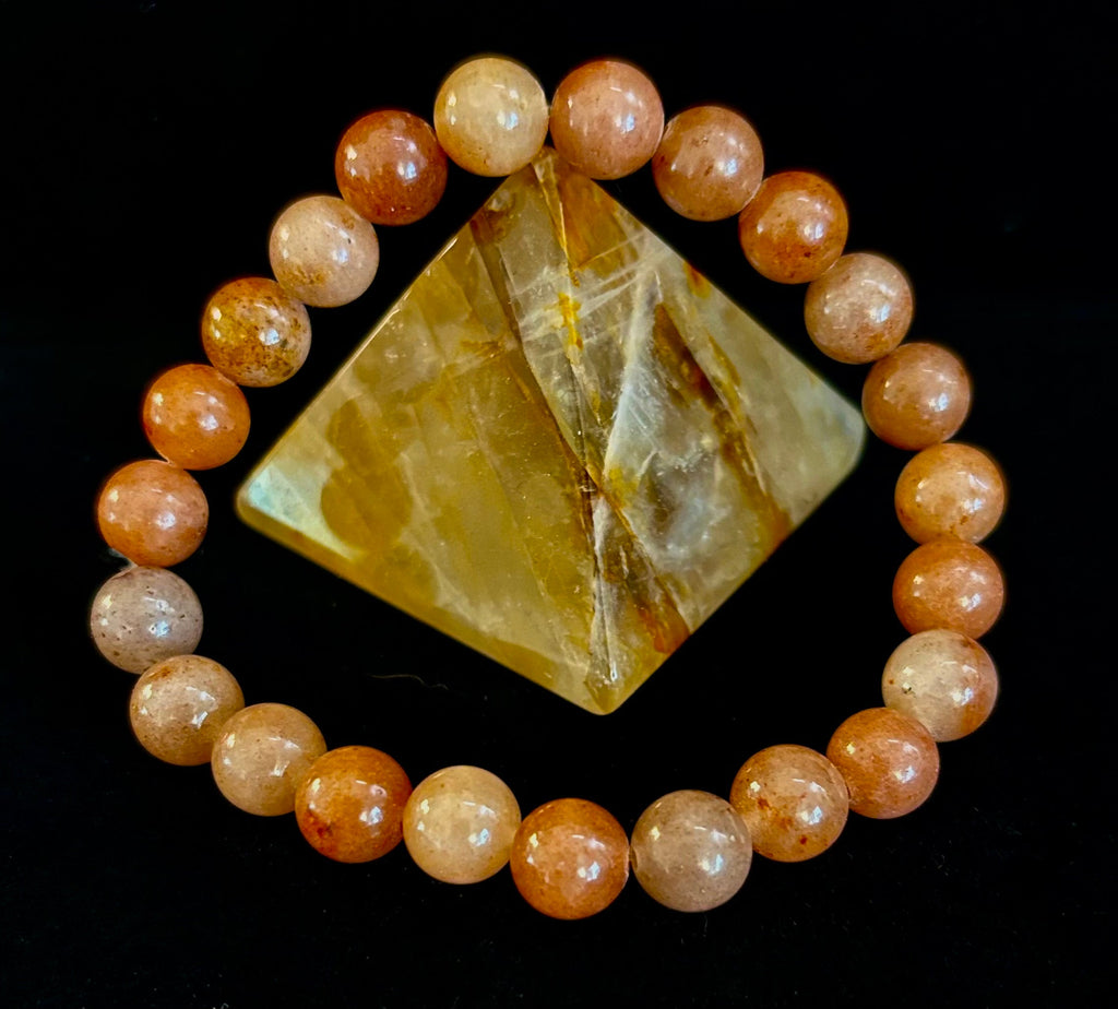 Dark Strawberry Quartz Bracelet – 8mm Beads, Medium Wrists
