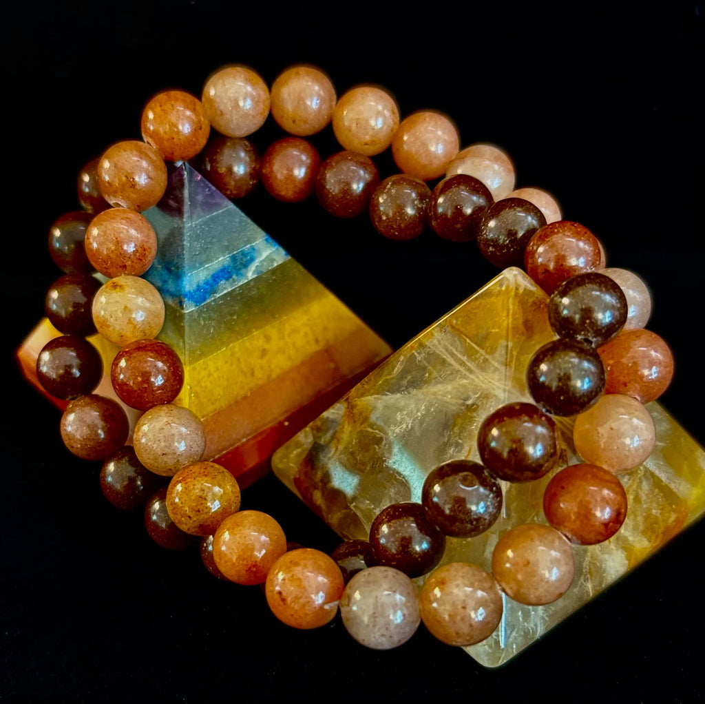Dark Strawberry Quartz Bracelet – 8mm Beads, Medium Wrists