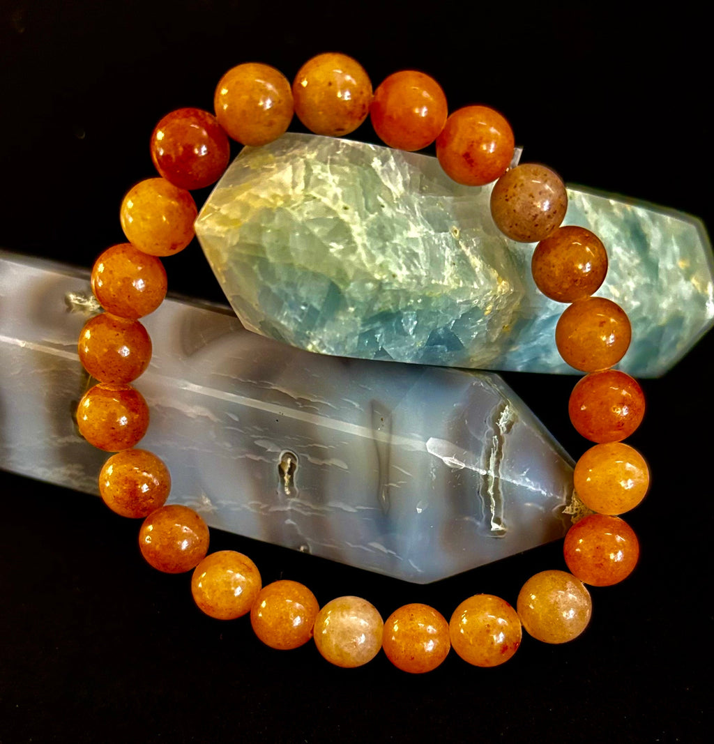 Dark Strawberry Quartz Bracelet – 8mm Beads, Medium Wrists