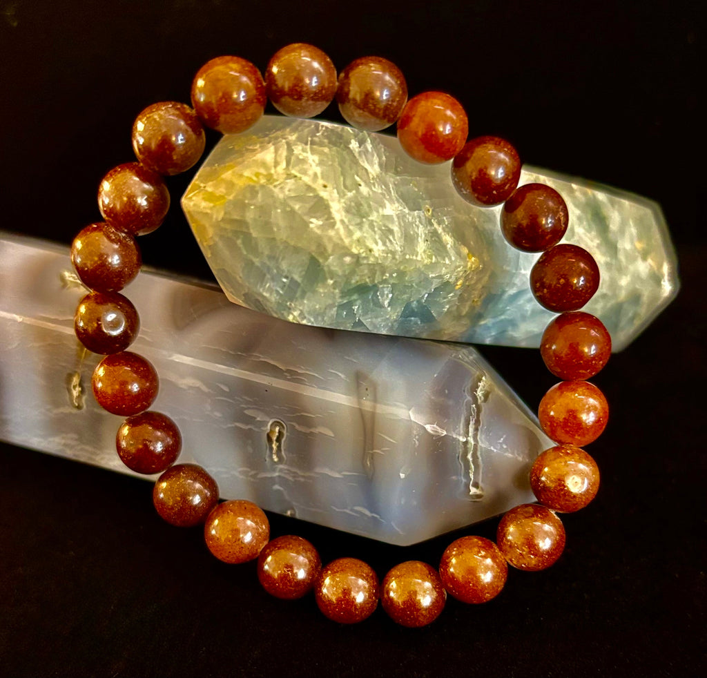 Dark Strawberry Quartz Bracelet – 8mm Beads, Medium Wrists