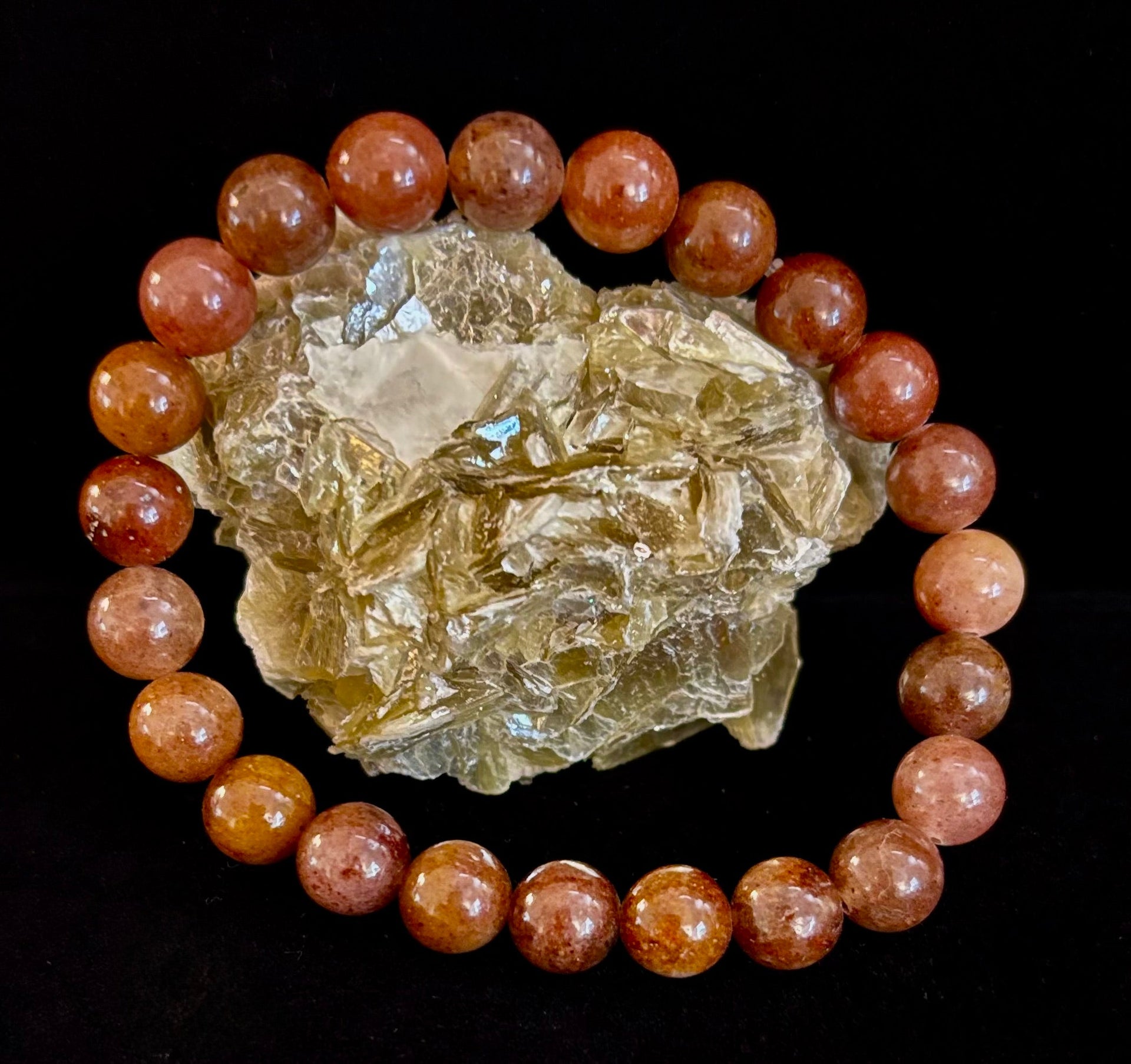 Dark Strawberry Quartz Bracelet – 8mm Beads, Medium Wrists