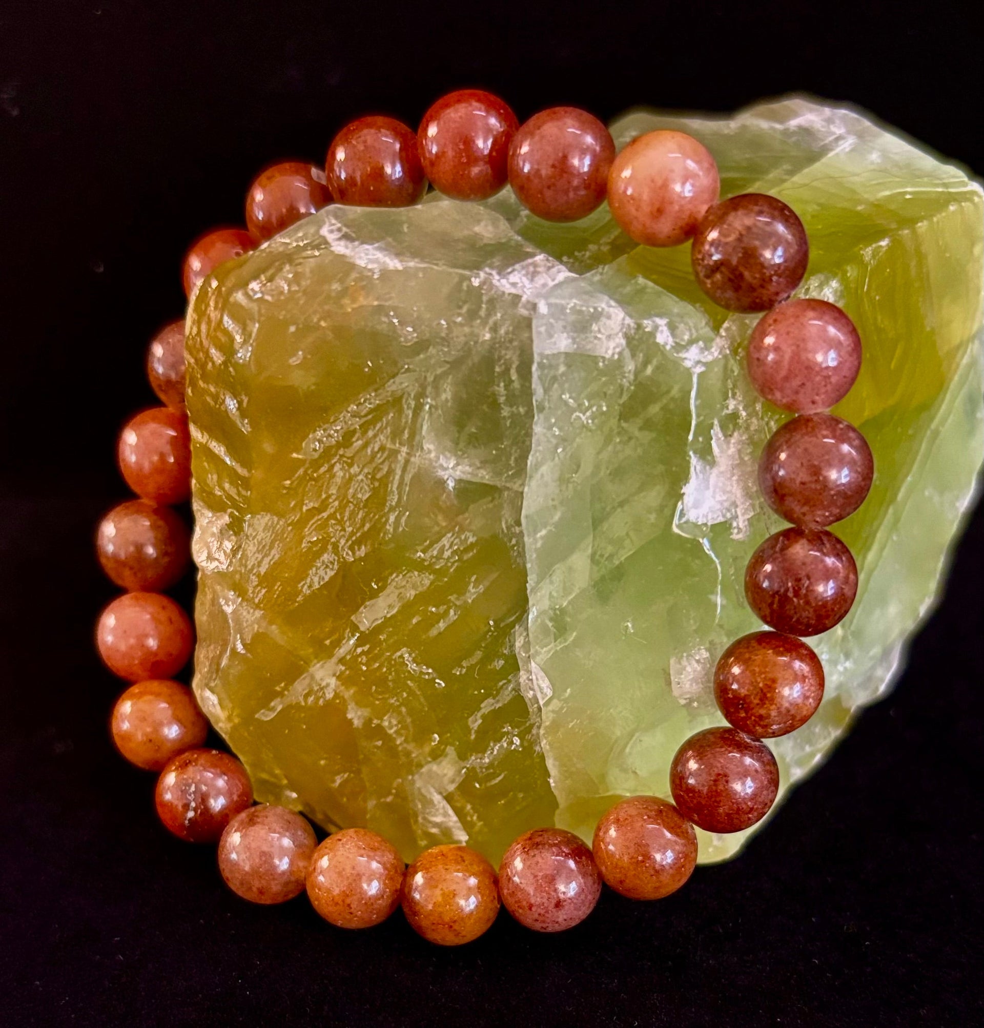 Dark Strawberry Quartz Bracelet – 8mm Beads, Medium Wrists