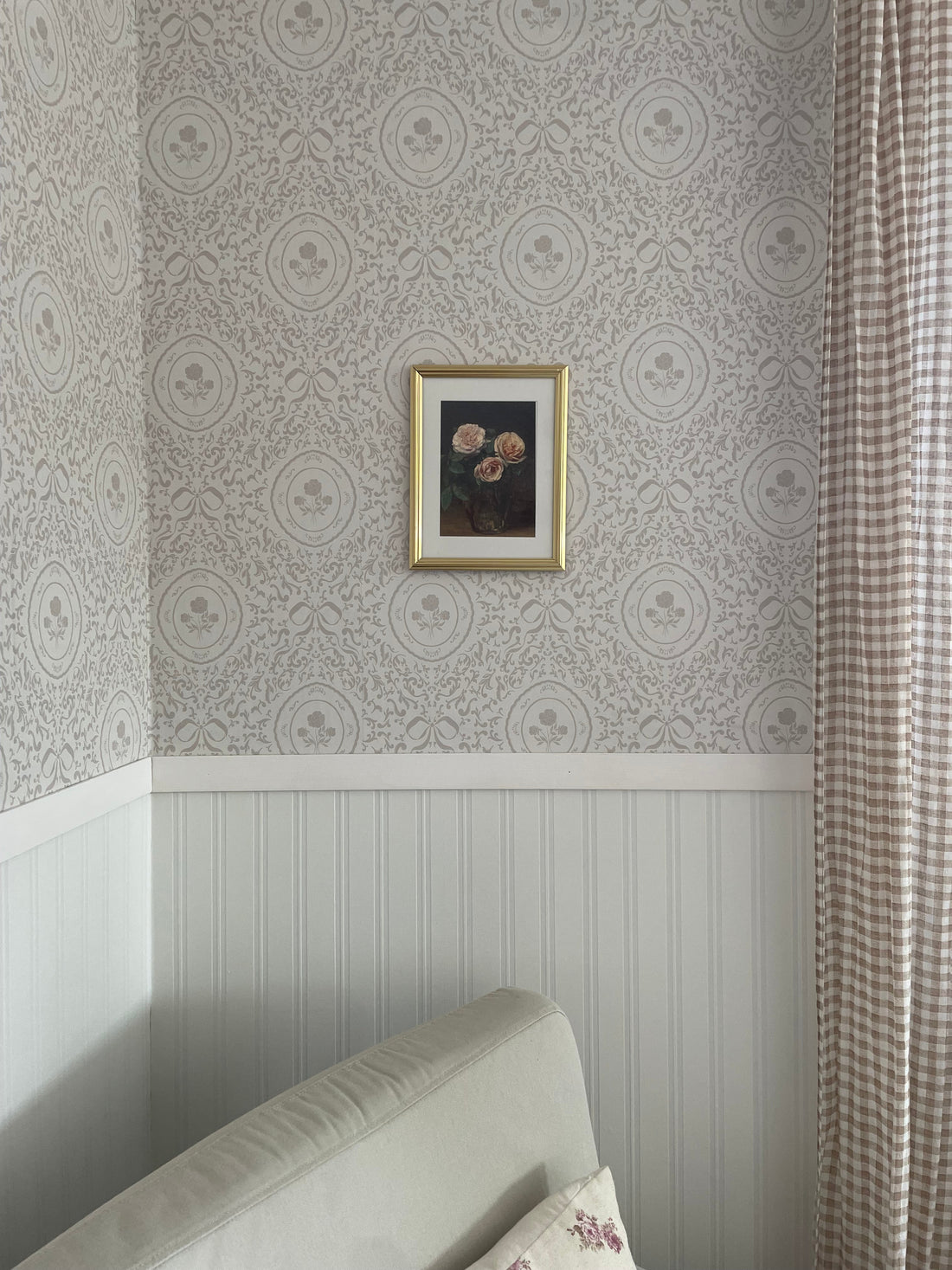 Louise Floral Removable Wallpaper in Classic Beige and Cream