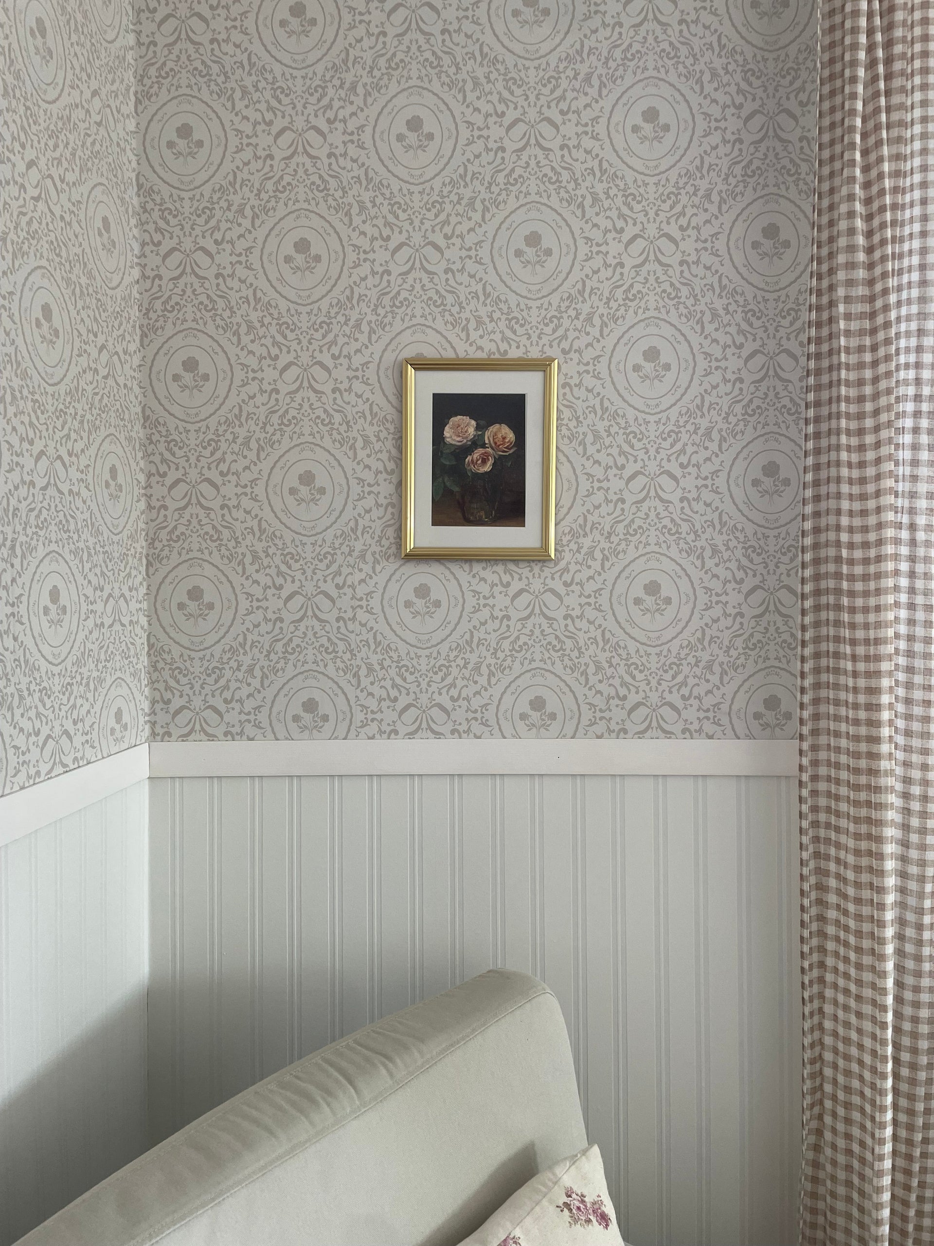 Louise Floral Removable Wallpaper in Classic Beige and Cream