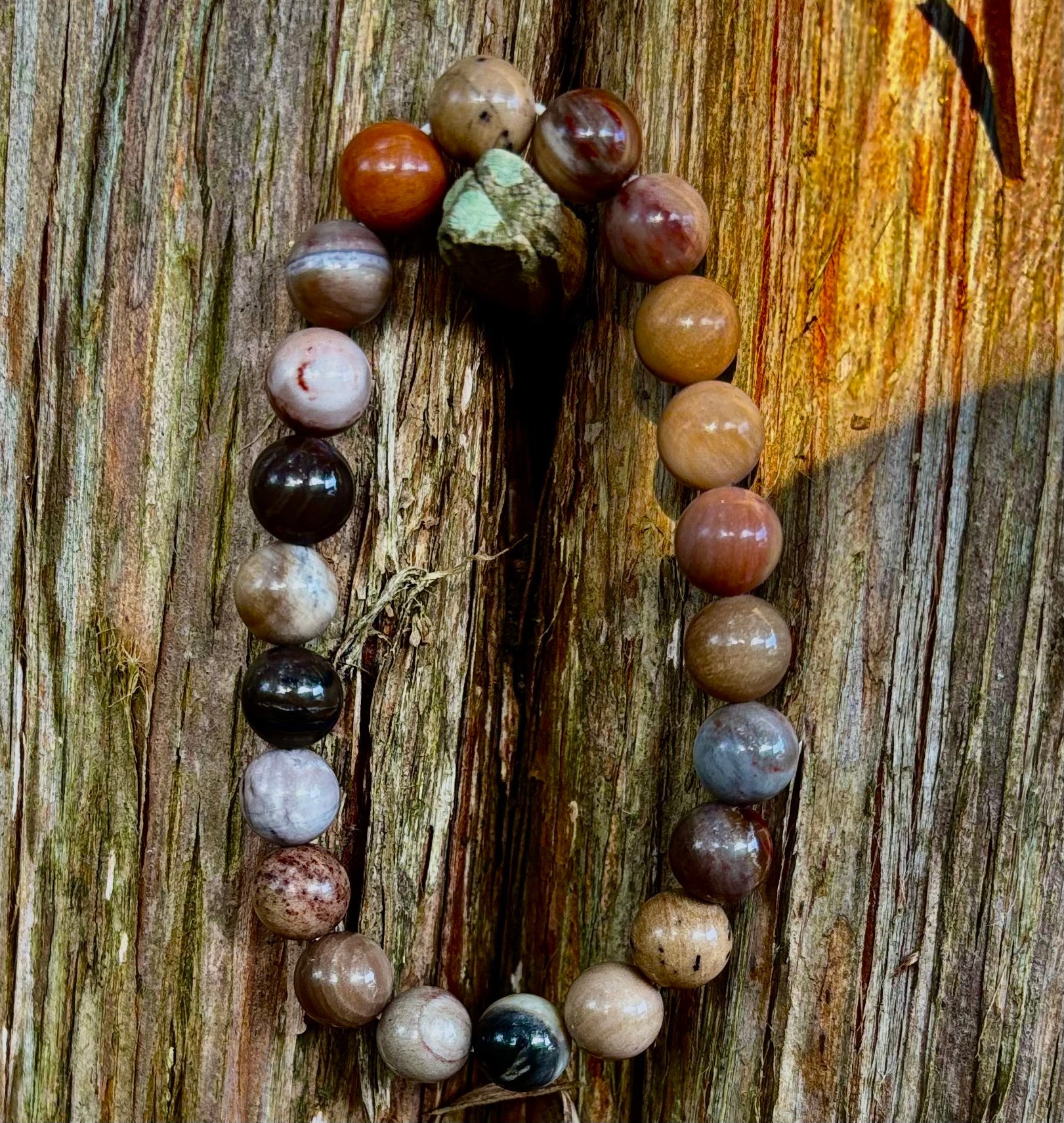 🌳 Petrified Wood Bracelet – 8mm Beads, Medium Wrists