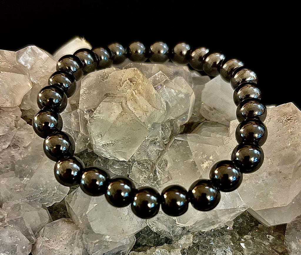 Magnetic Black Beaded Bracelet – Medium Wrists - Unisex