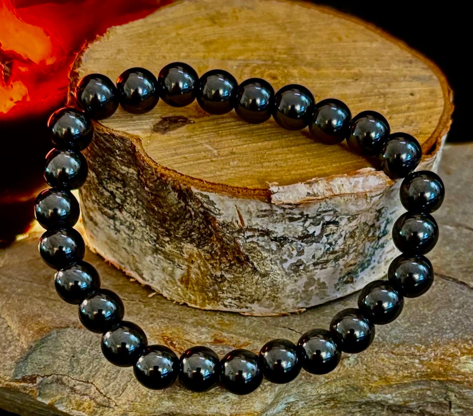 Magnetic Black Beaded Bracelet – Medium Wrists - Unisex
