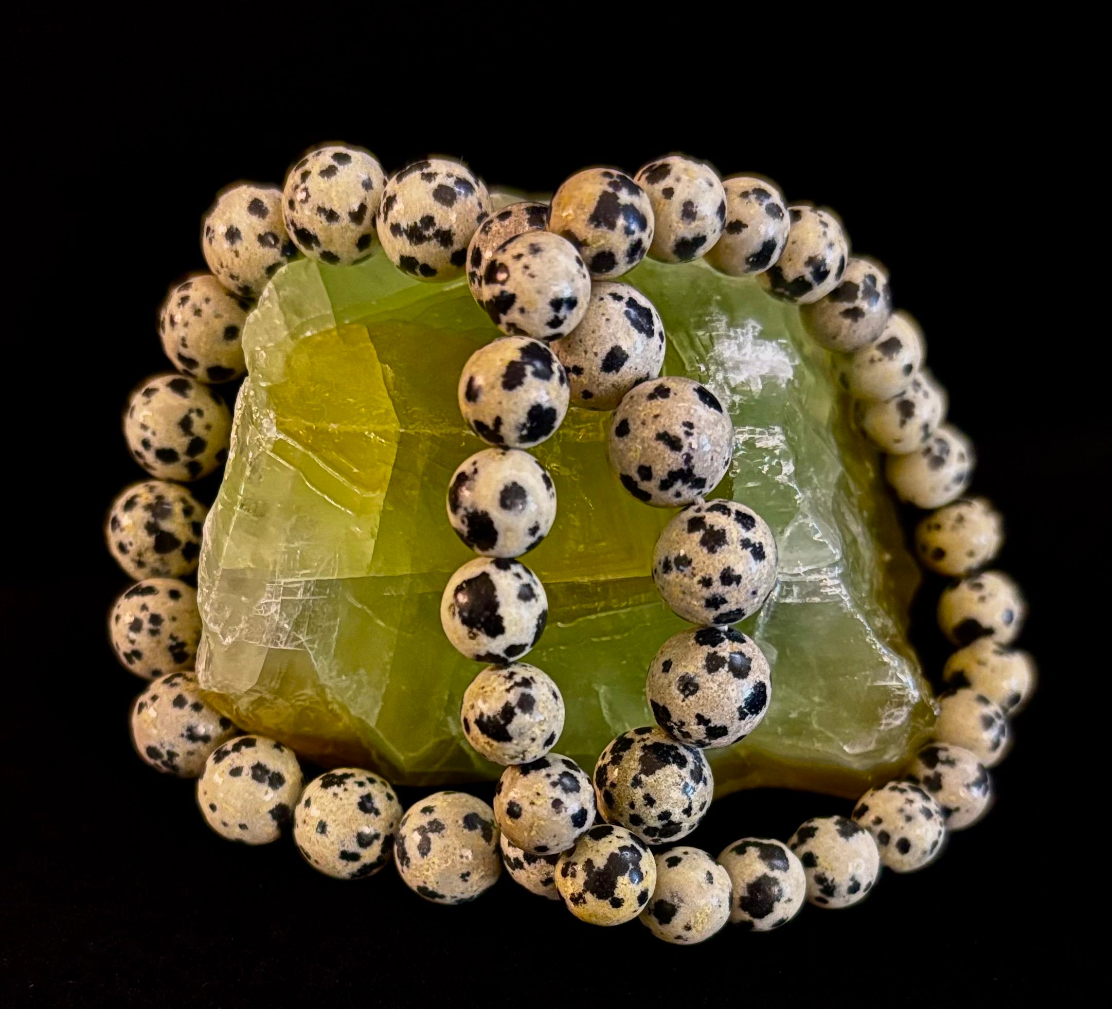 Dalmatian Jasper Gemstone Bracelet for Joy & Grounding | 8mm, 10mm, 12mm Beads
