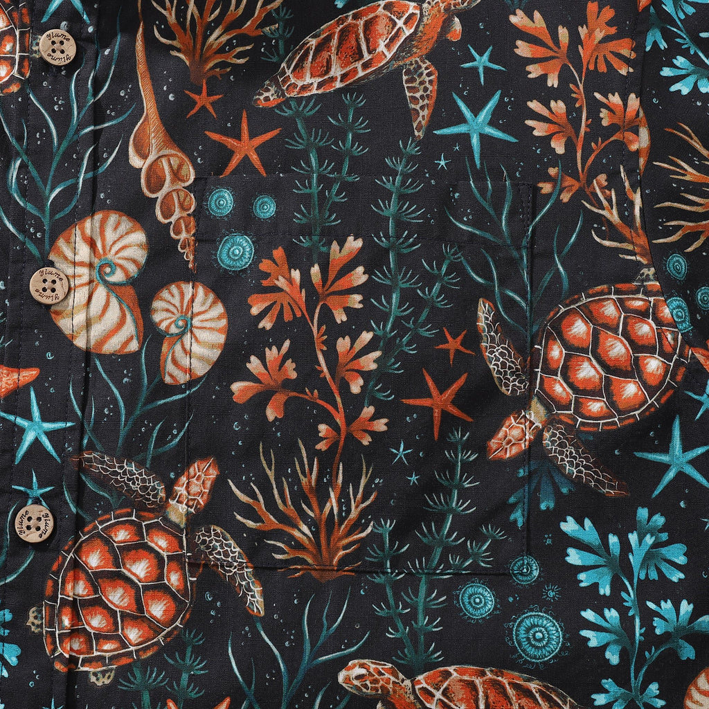 Men's Honu Hideaway Tropical Hawaiian Shirt Cotton Button-down
