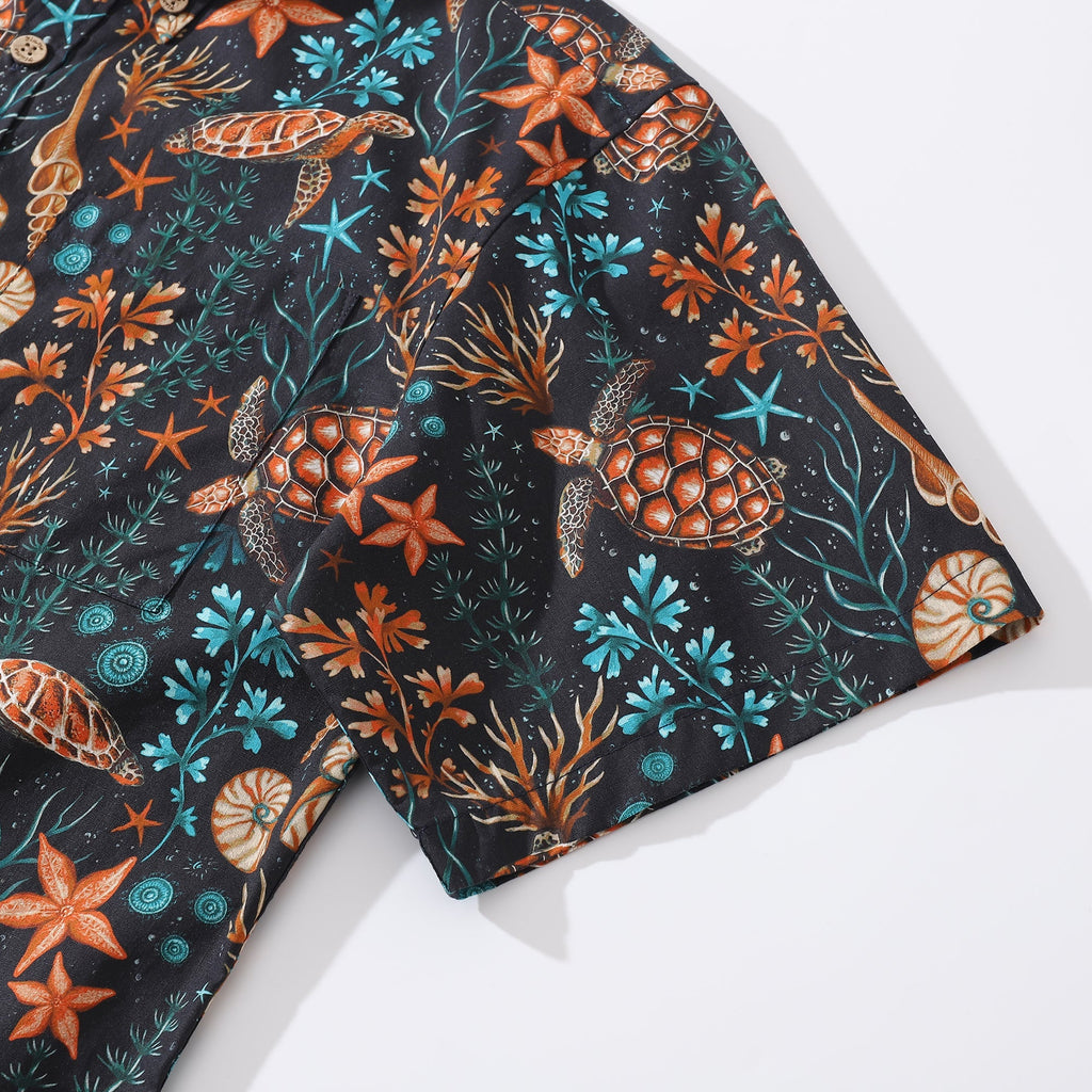 Men's Honu Hideaway Tropical Hawaiian Shirt Cotton Button-down