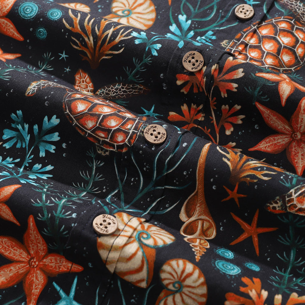 Men's Honu Hideaway Tropical Hawaiian Shirt Cotton Button-down