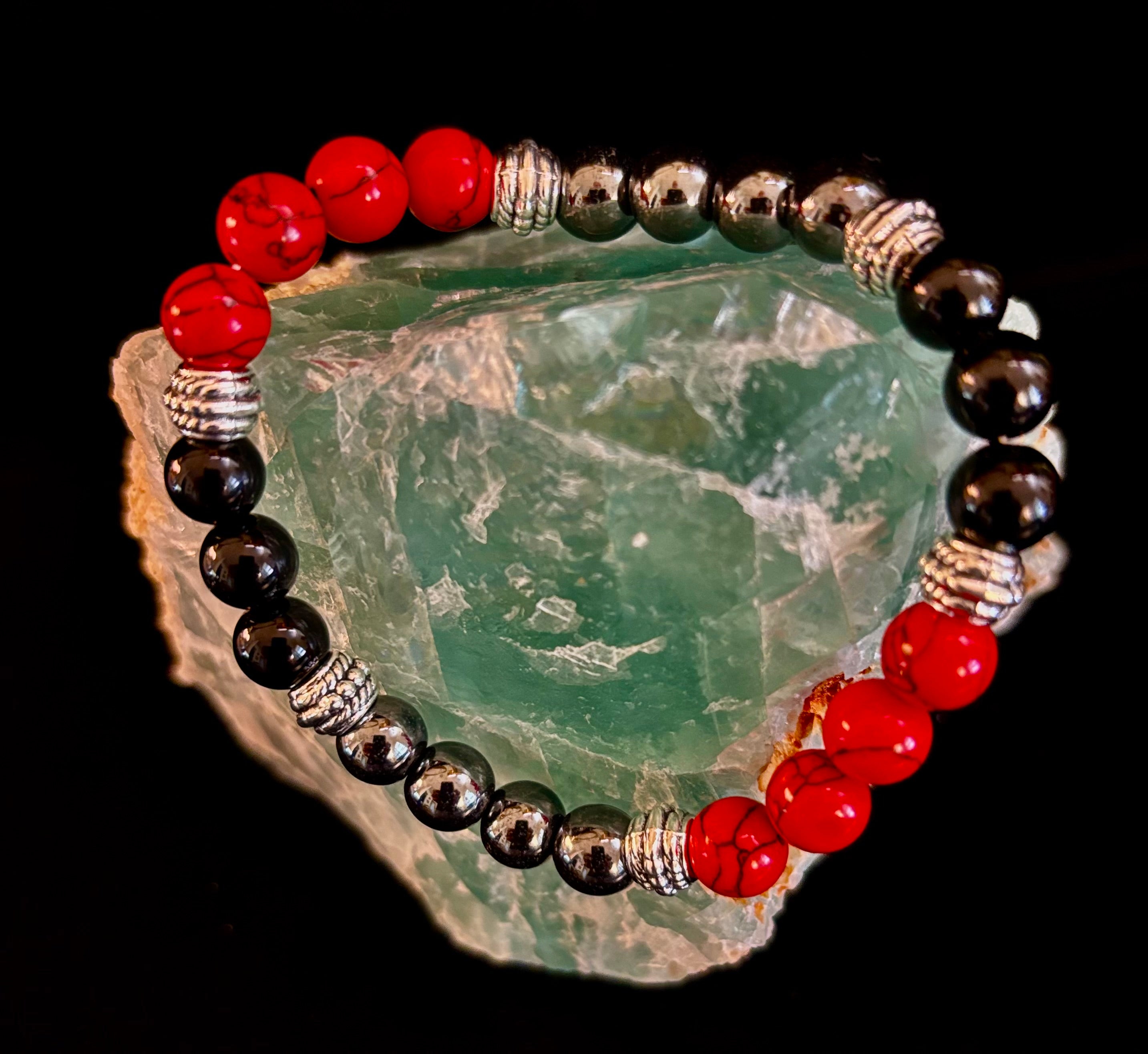 Natural Stone Beaded Bracelet – 8mm Retro Unisex Design for Large Wrists