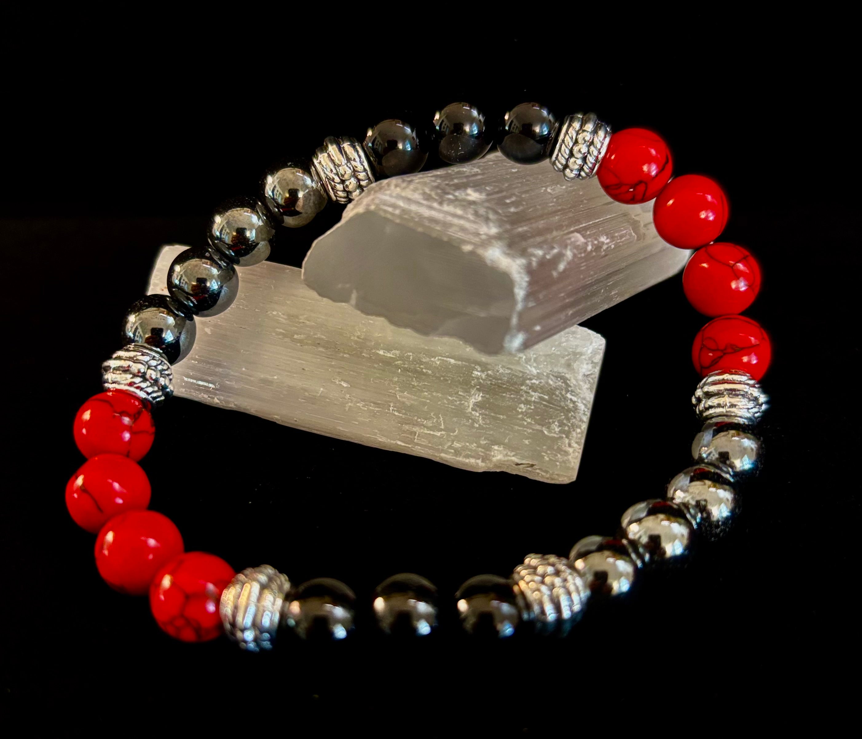 Natural Stone Beaded Bracelet – 8mm Retro Unisex Design for Large Wrists