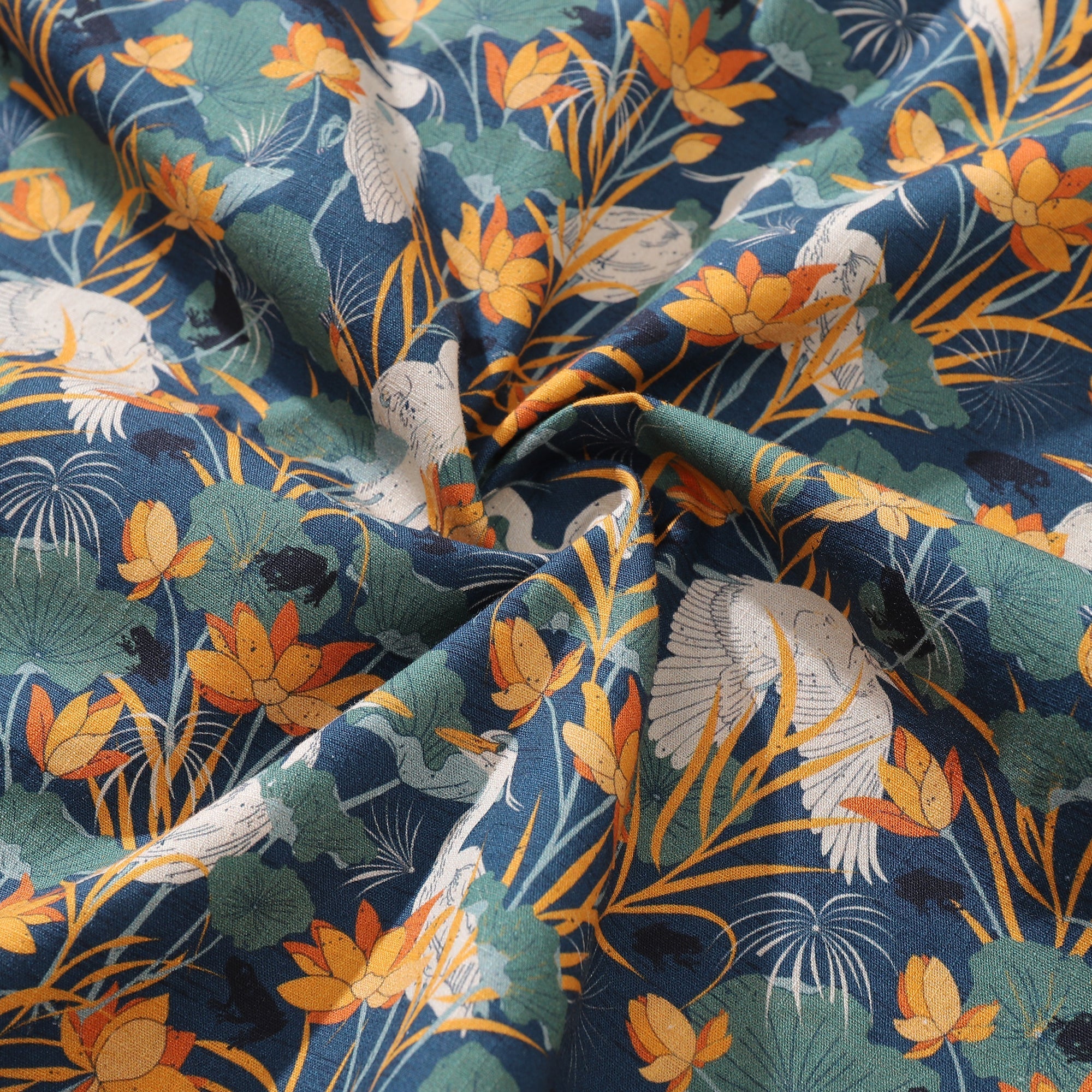 Men's Pond Scene Print Cotton Short Sleeve Hawaiian Shirt