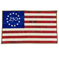 Handcrafted Betsy Ross 250 Edition American flag made from decommissioned fire hose
