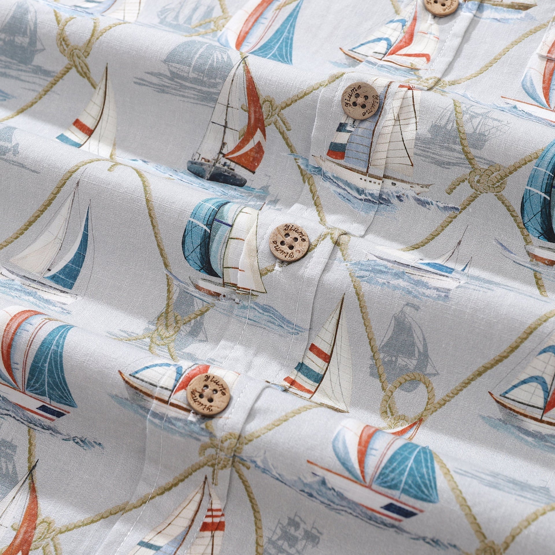 Men's Aloha Adventure Sailboat Print Cotton Hawaiian Shirt