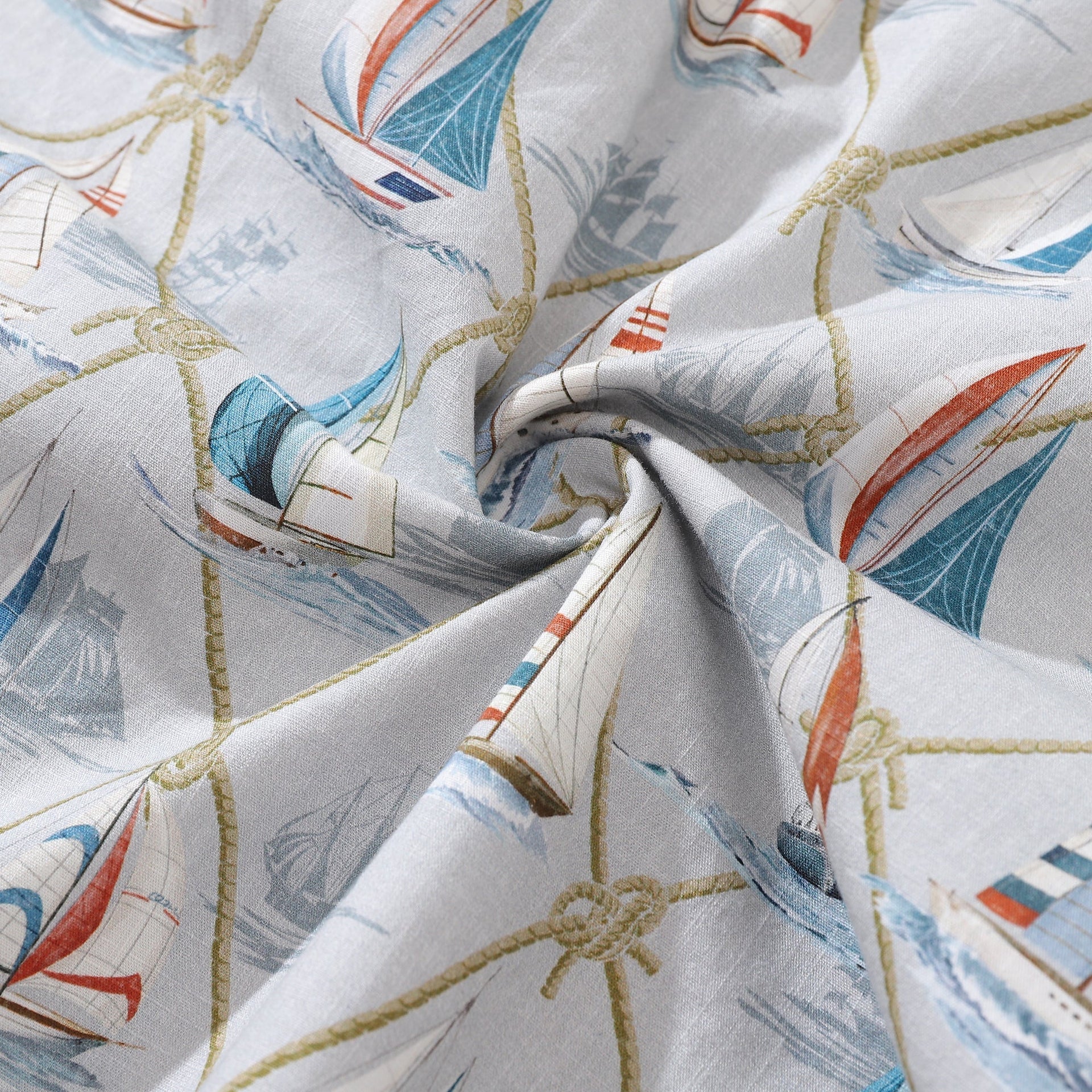 Men's Aloha Adventure Sailboat Print Cotton Hawaiian Shirt