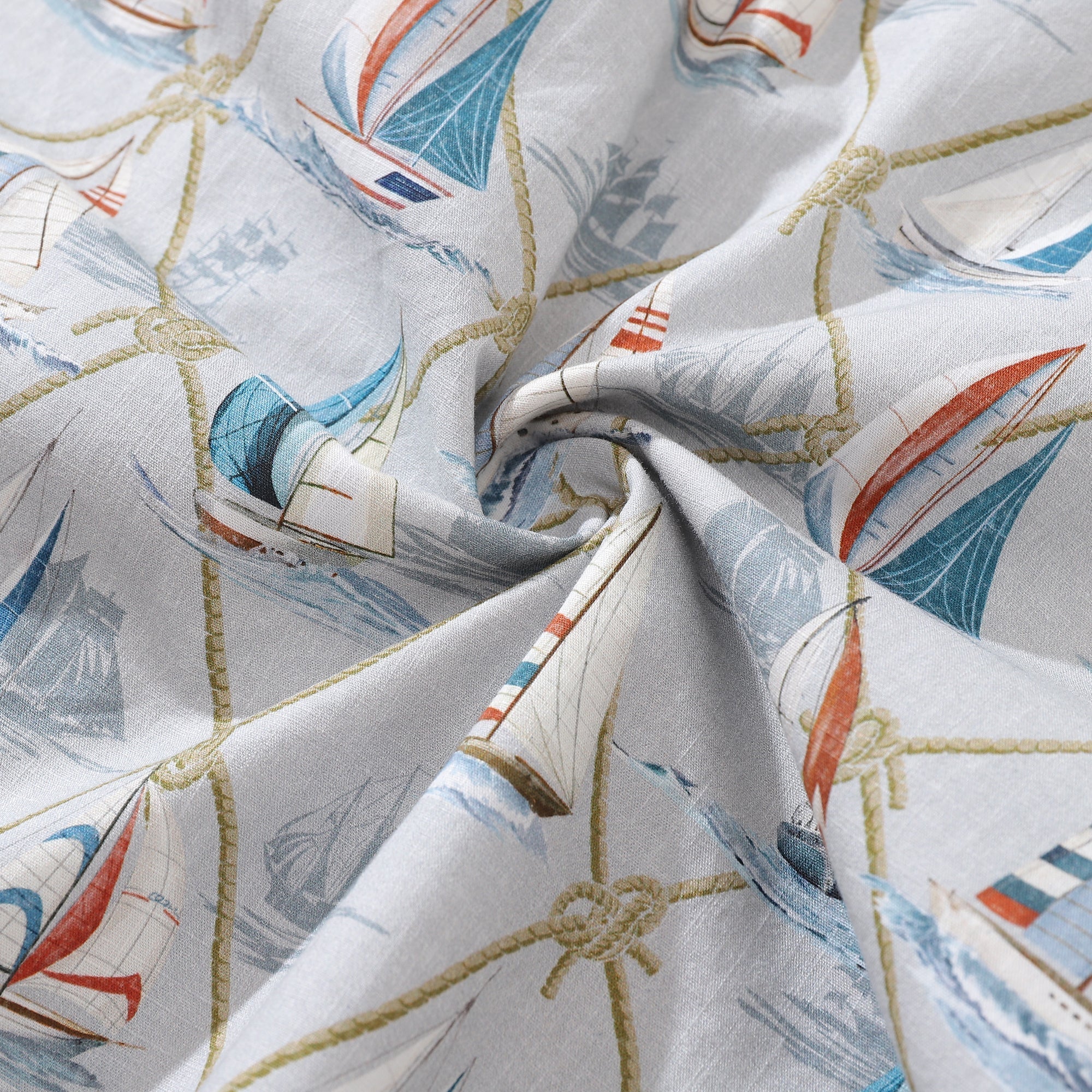 Men's Aloha Adventure Sailboat Print Cotton Hawaiian Shirt