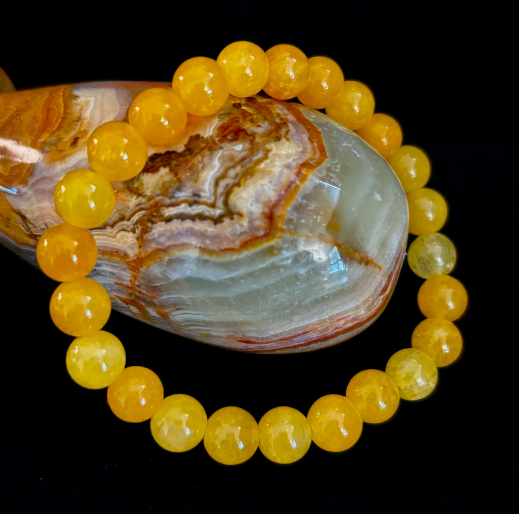 Orange Agate Beaded Bracelet – 8mm Natural Stones (Medium to Large Wrists)
