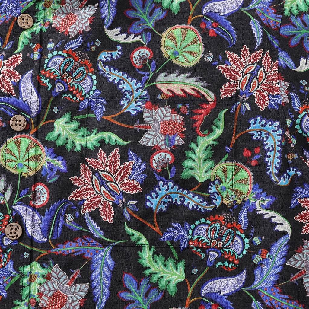 Men's Vibrant Vines Tropical Print Cotton Button-Down Shirt