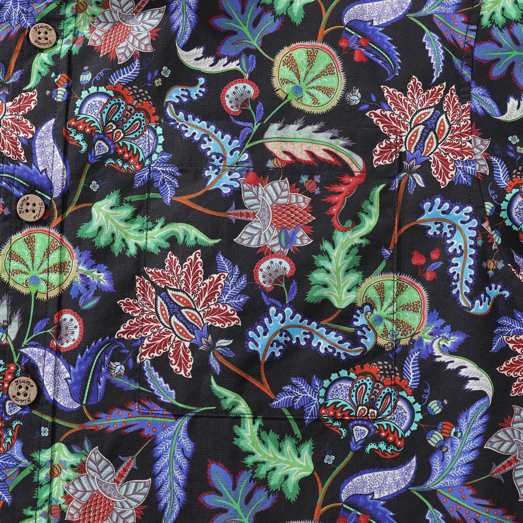 Men's Vibrant Vines Tropical Print Cotton Button-Down Shirt