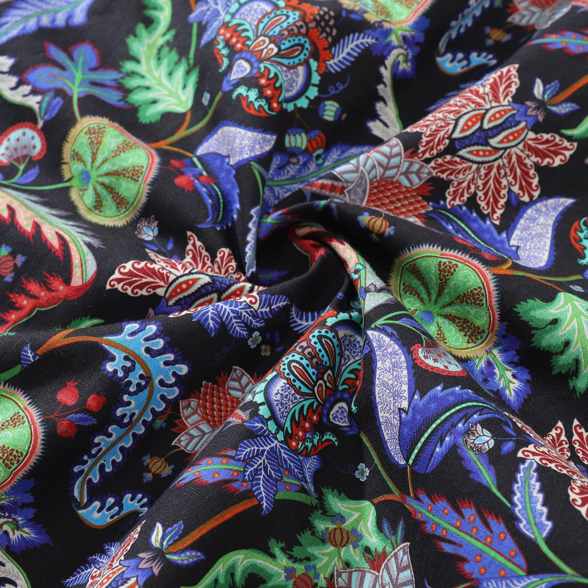 Men's Vibrant Vines Tropical Print Cotton Button-Down Shirt
