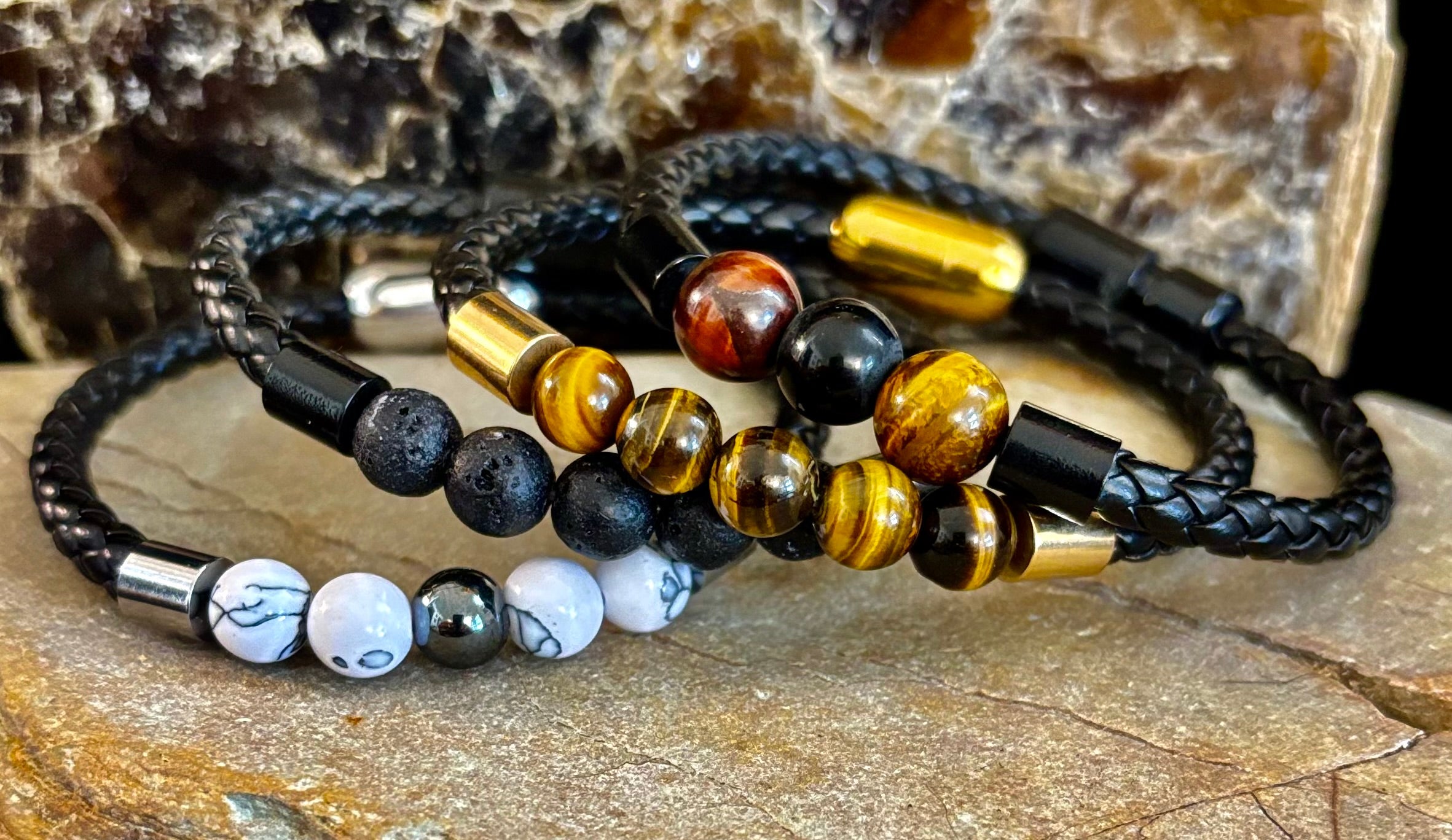 Magnetic Buckle Braided Bracelet – 4 Unique Styles - Medium Wrists