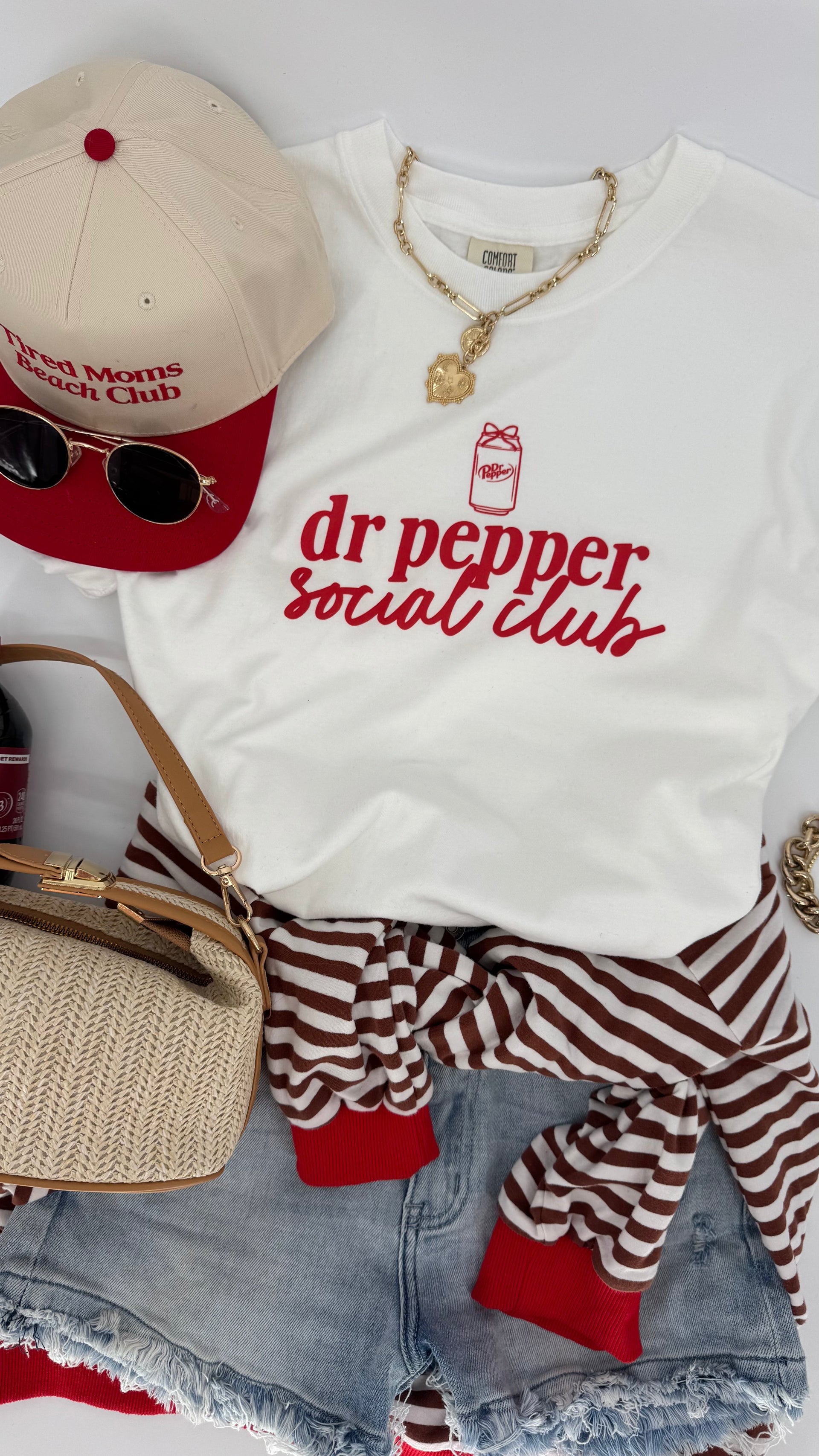 Dr. Pepper Social Club graphic tee on a white or red heavyweight cotton shirt