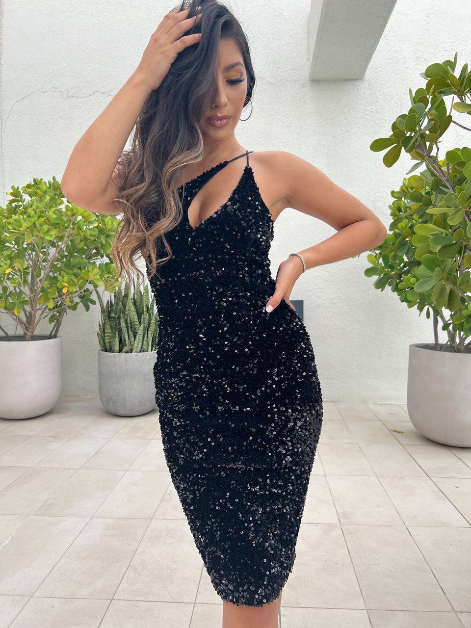 Size XS, Venice Midi Dress - Black Sequin Dress - FINAL SALE