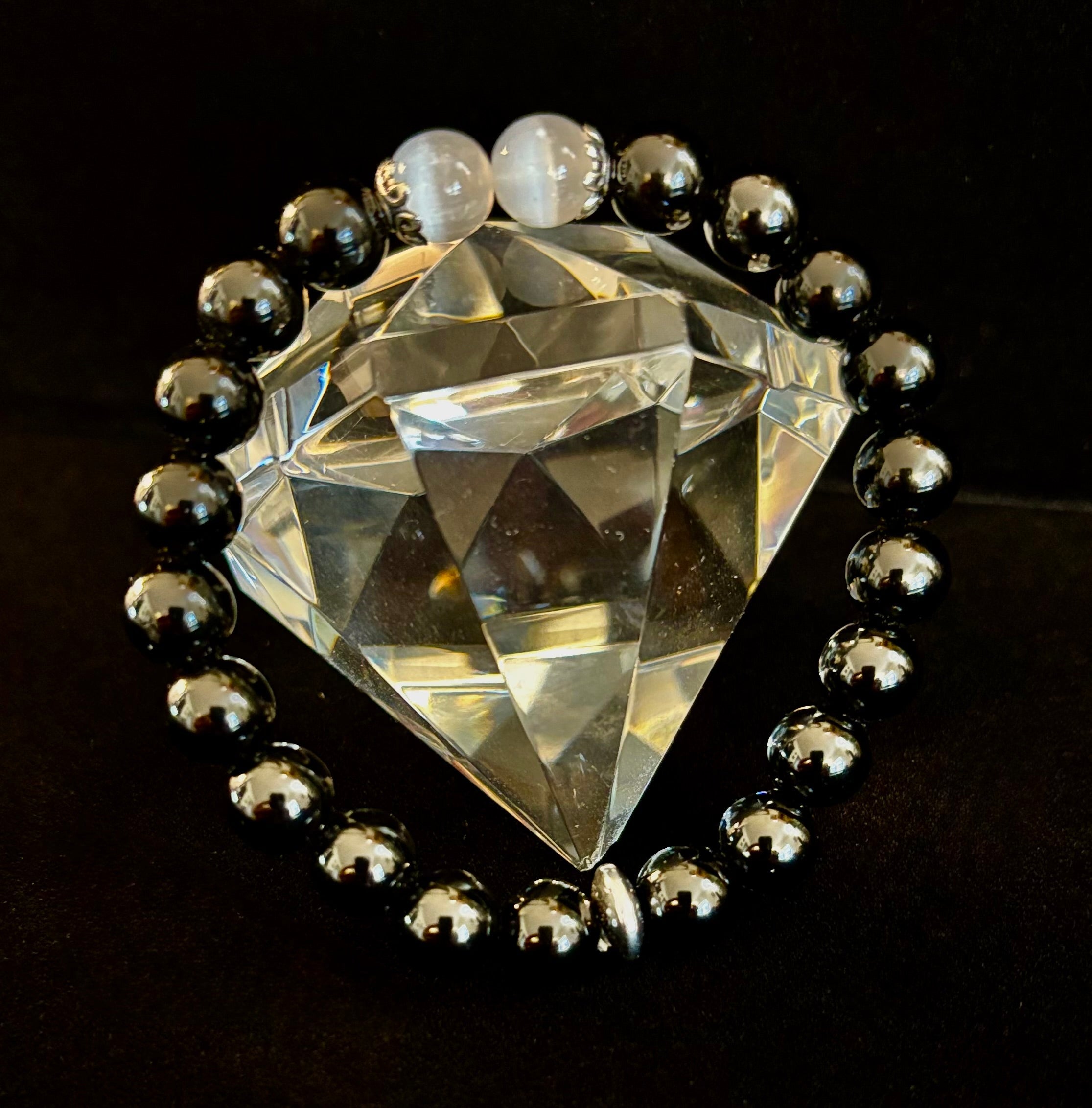 Energy Shield Bracelet – Black Obsidian & Selenite Protection Bracelet