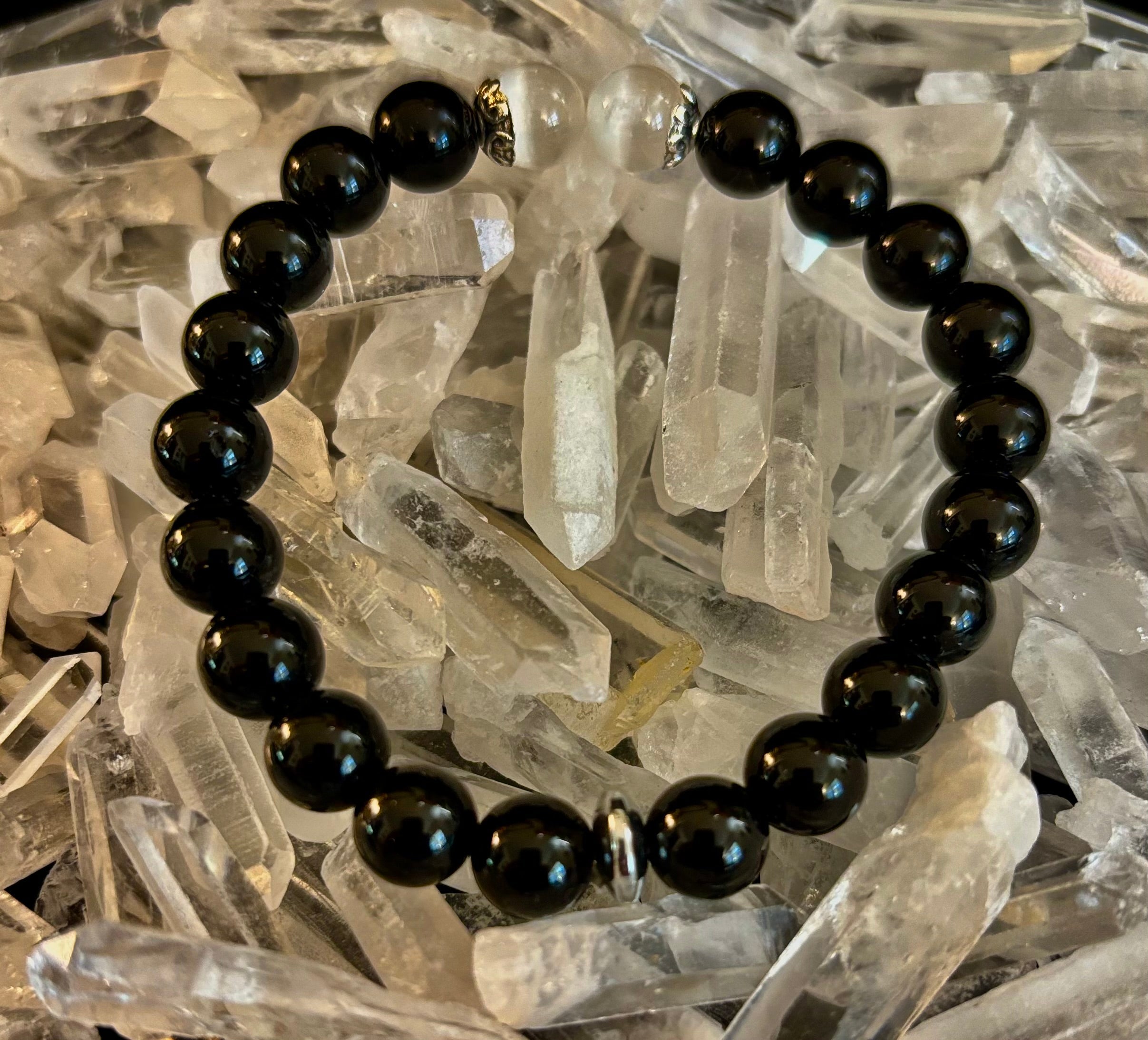 Energy Shield Bracelet – Black Obsidian & Selenite Protection Bracelet
