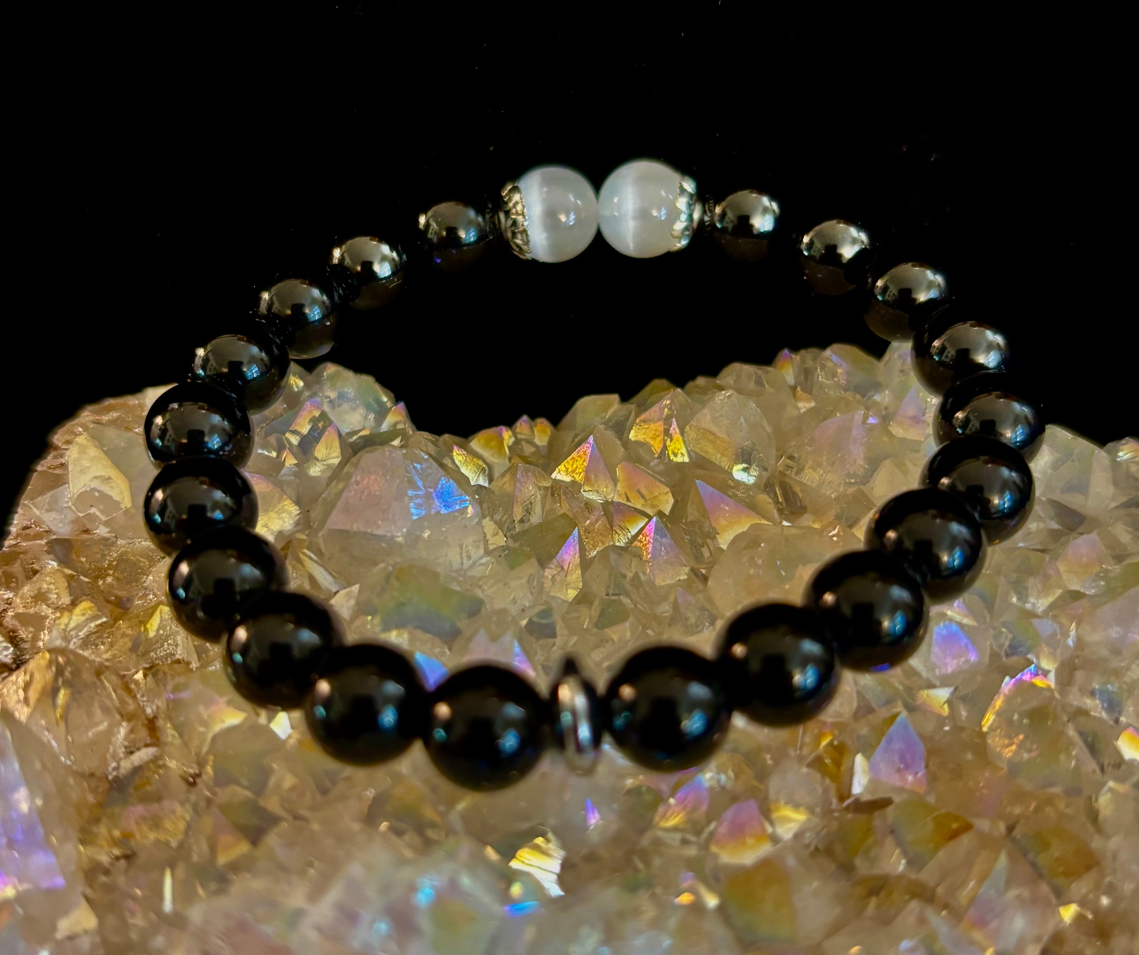 Energy Shield Bracelet – Black Obsidian & Selenite Protection Bracelet