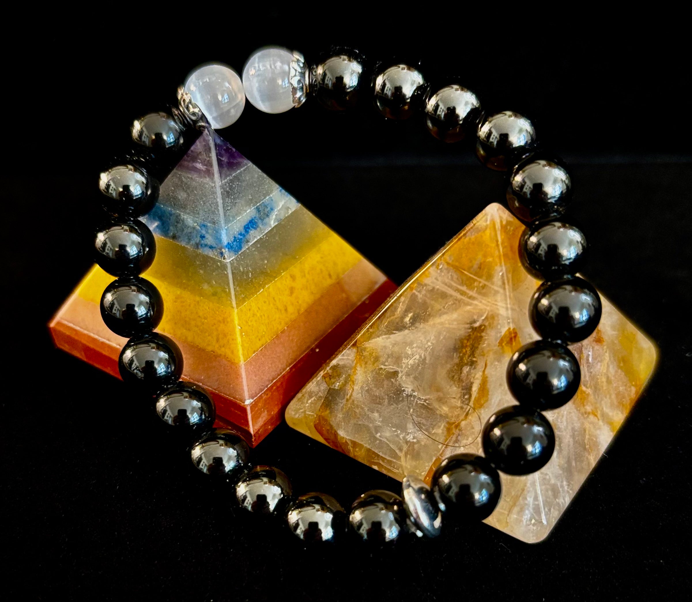 Energy Shield Bracelet – Black Obsidian & Selenite Protection Bracelet