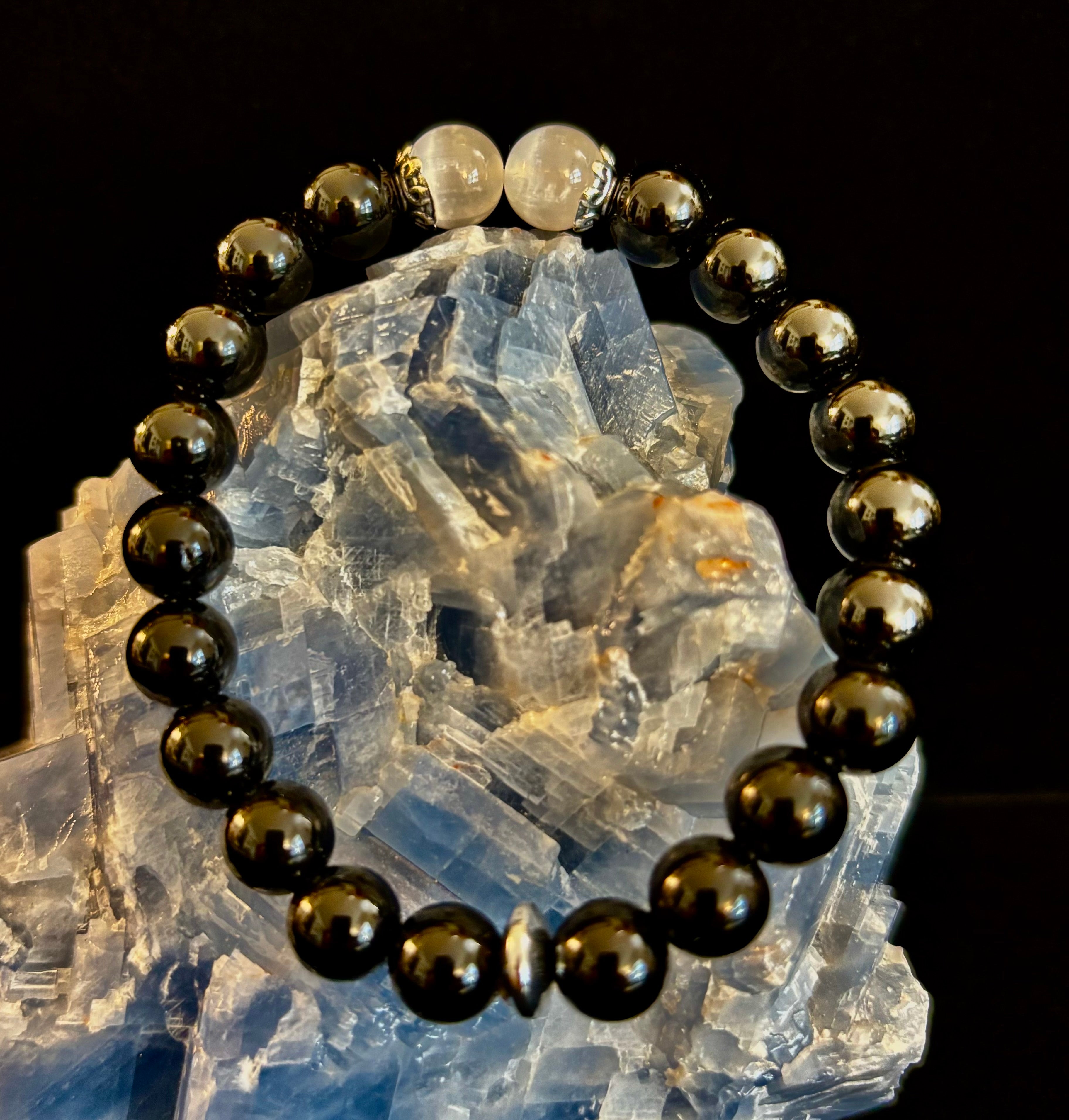 Energy Shield Bracelet – Black Obsidian & Selenite Protection Bracelet