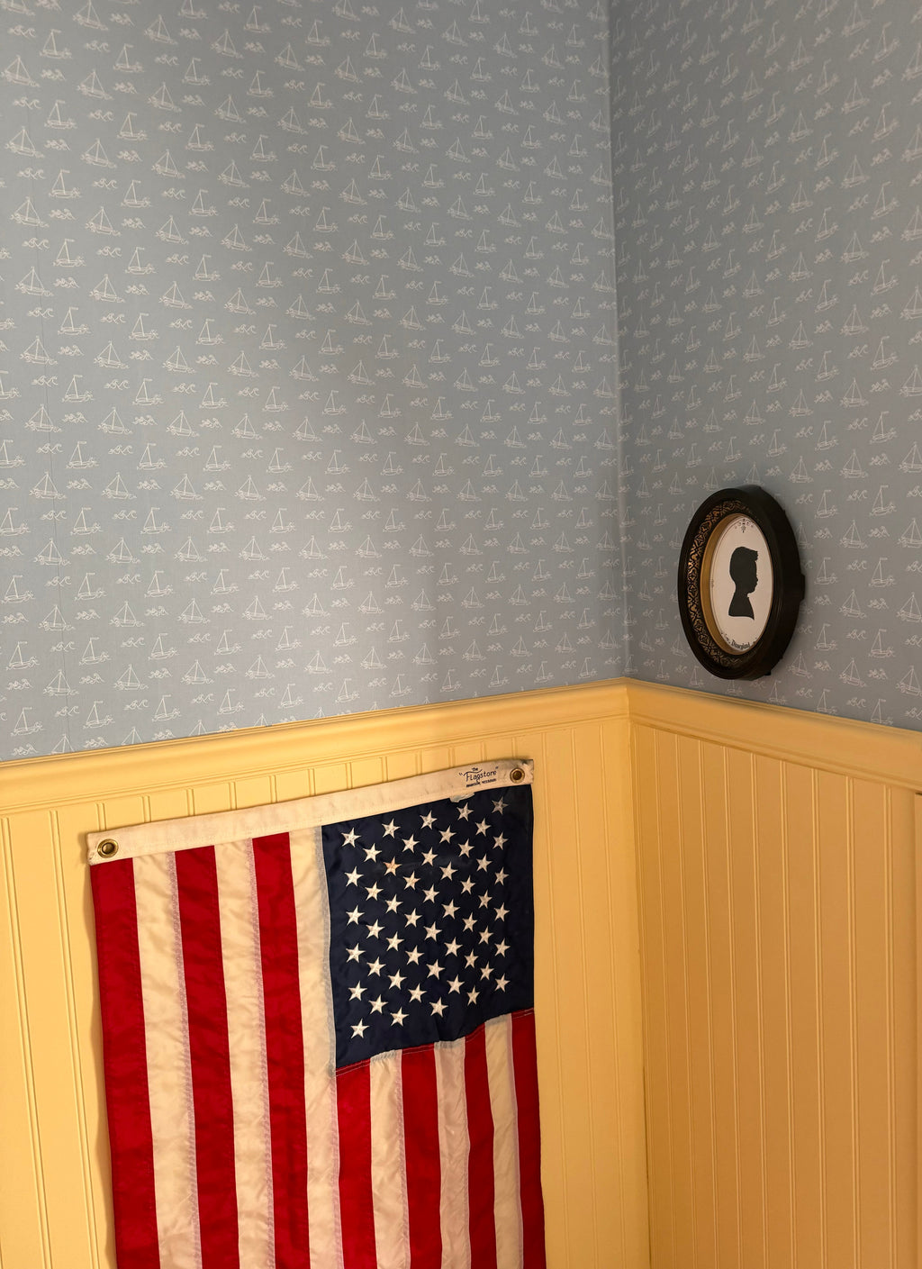 Conrad Removable Wallpaper in Blue and White Coastal Style
