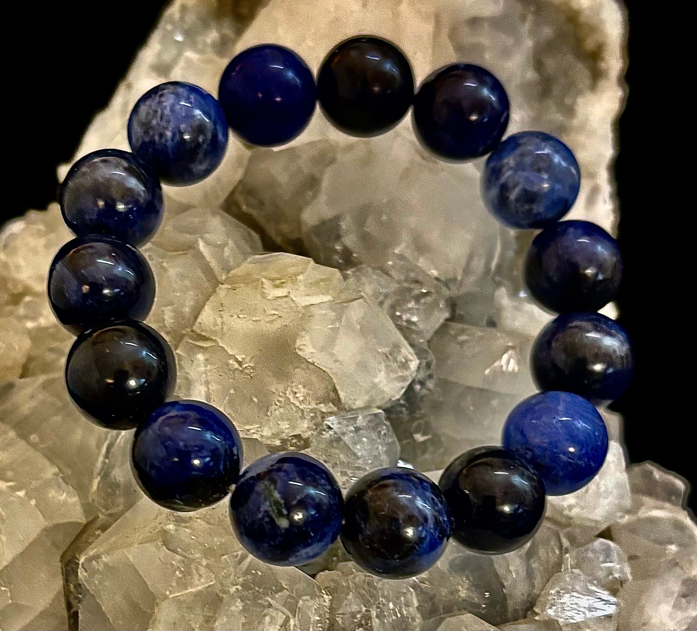 Sodalite Gemstone Bracelet – Intuition, Truth & Emotional Balance (Small to Large Wrist Size Options)