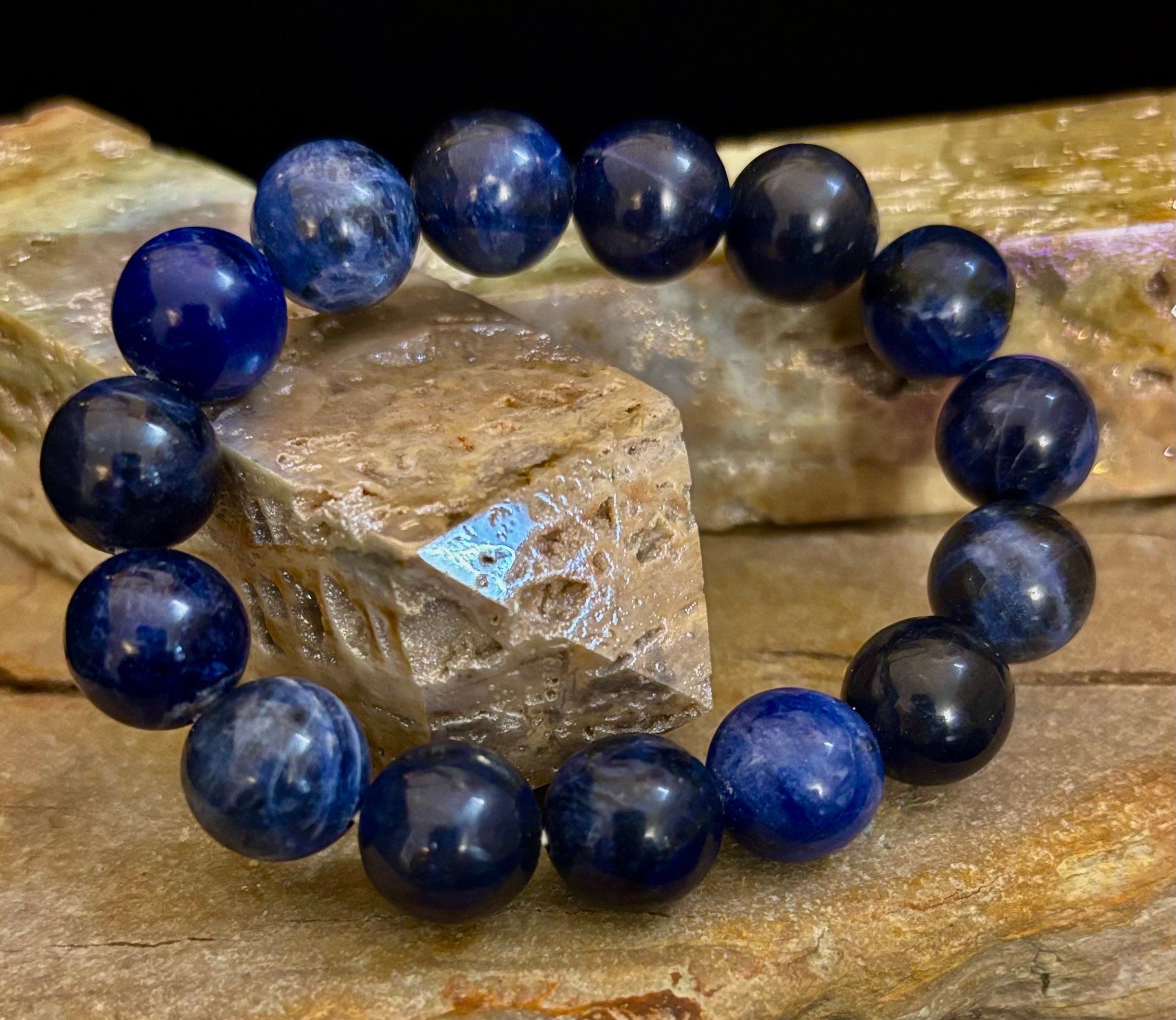 Sodalite Gemstone Bracelet – Intuition, Truth & Emotional Balance (Small to Large Wrist Size Options)