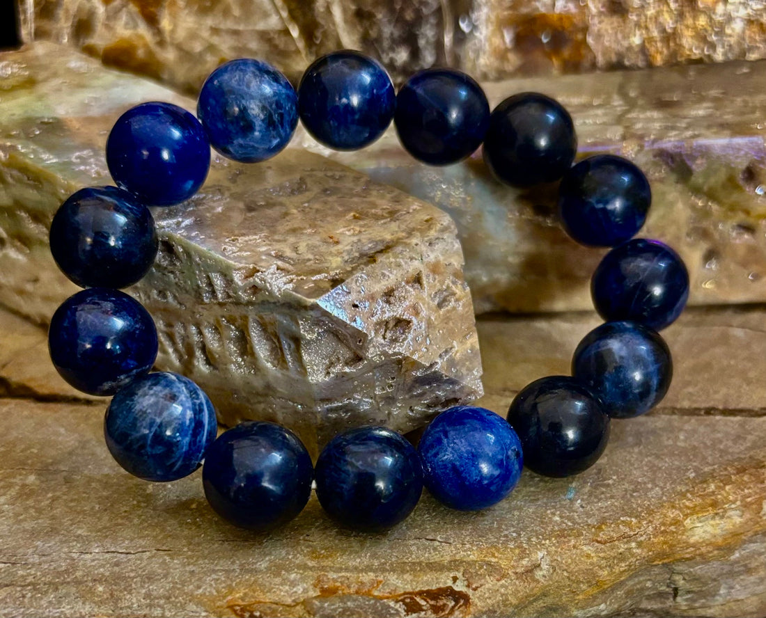 Sodalite Gemstone Bracelet – Intuition, Truth & Emotional Balance (Small to Large Wrist Size Options)