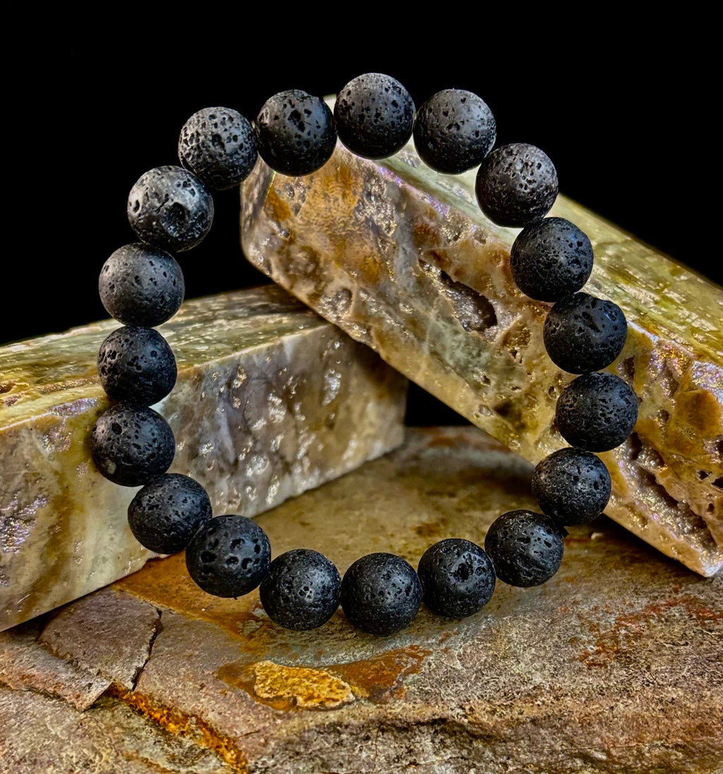 Grounded Energy Lava Rock Bracelet – Strength • Stability • Protection (10mm, Small Wrists)