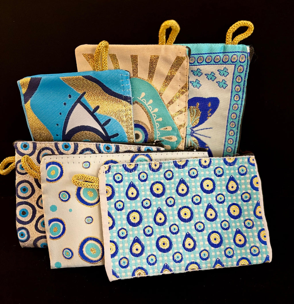 Handmade Turkish Evil Eye Coin Purse | 4x6 Fabric Pouch for Protection & Style
