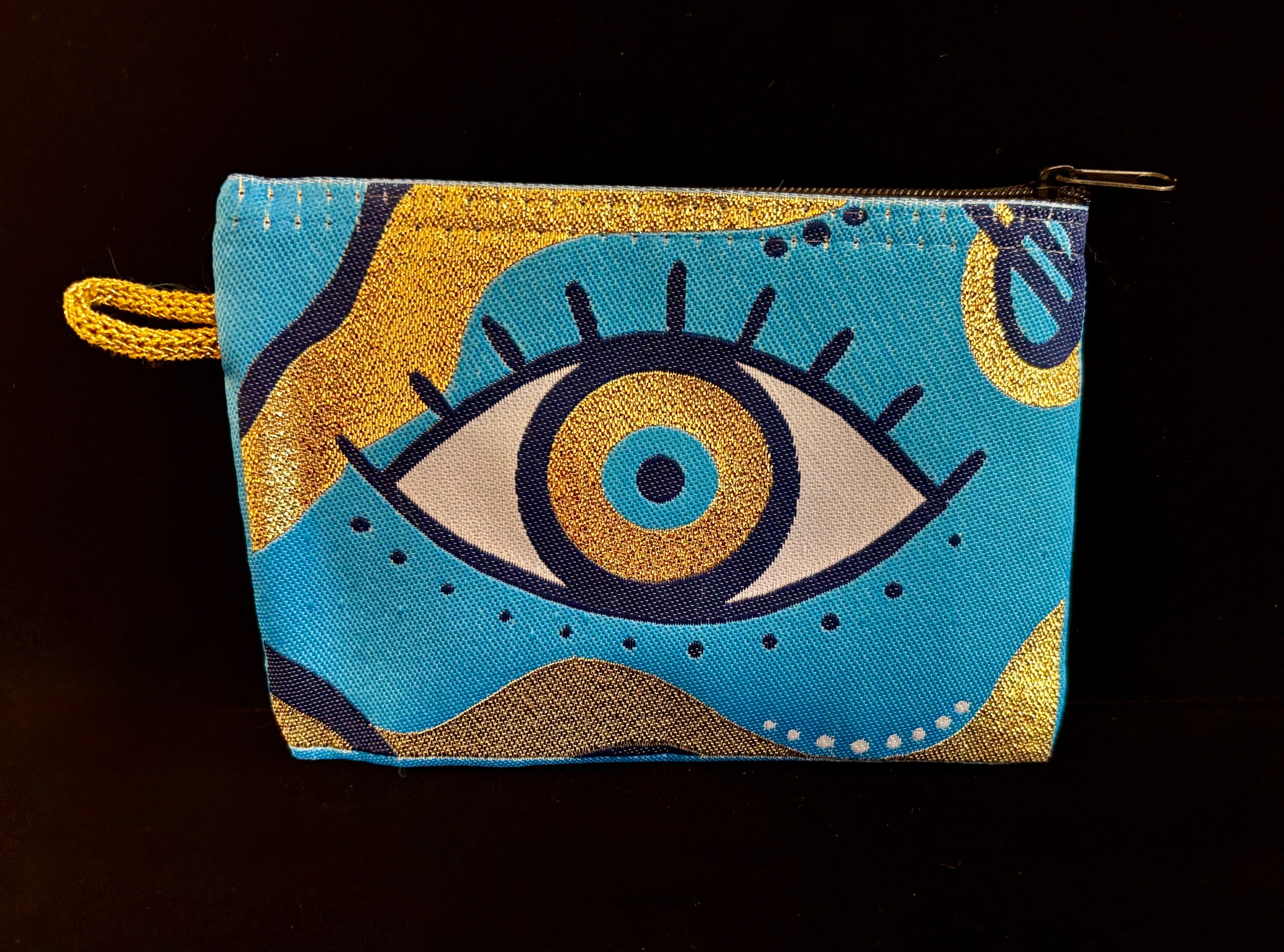 Handmade Turkish Evil Eye Coin Purse | 4x6 Fabric Pouch for Protection & Style